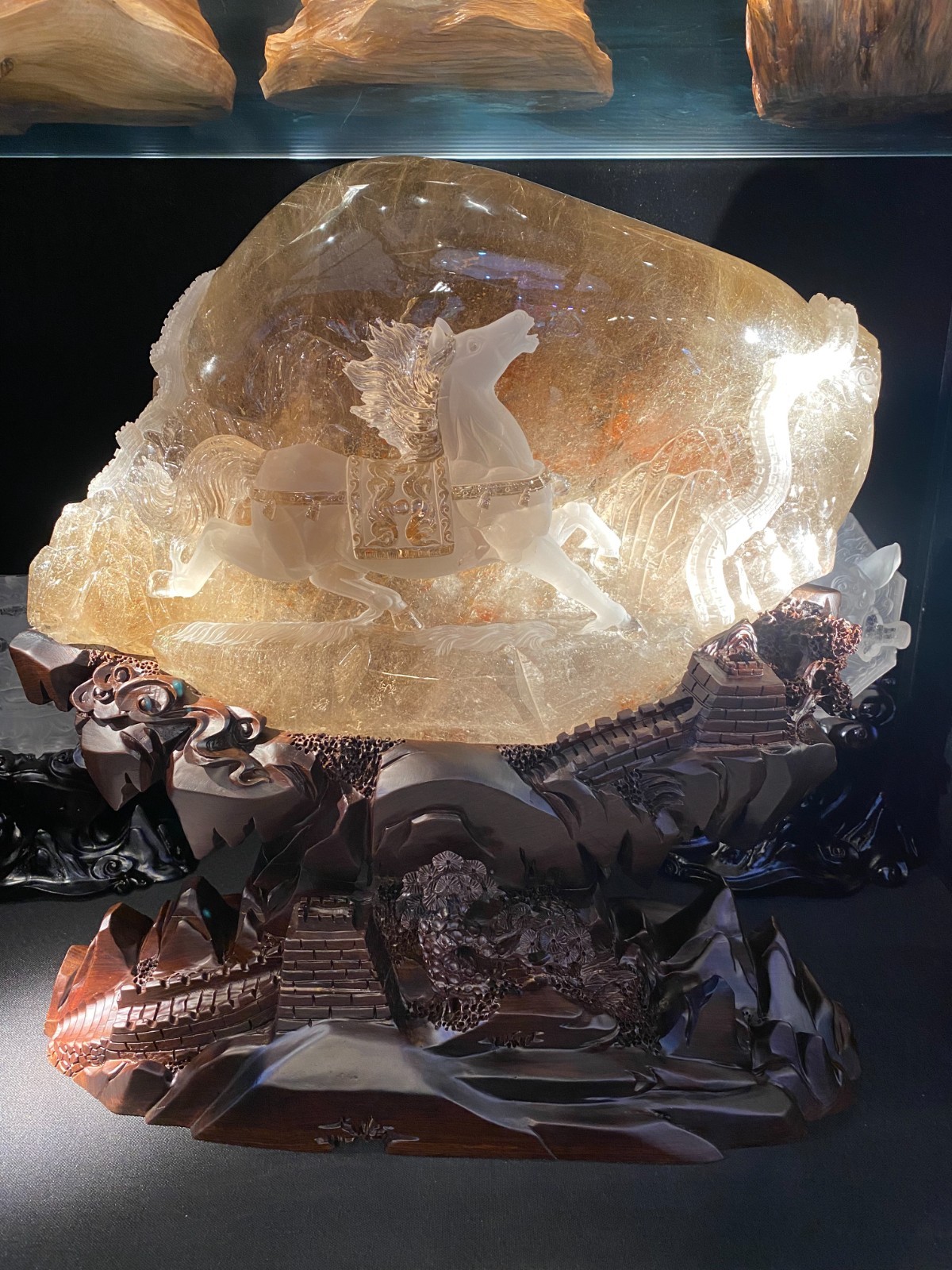99LB TOP Rare Natural Rutilated Quartz Carved Crystal Horse Reiki DECOR+STAND 99LB TOP Rare Natural Rutilated Quartz Carved Crystal Horse Reiki DECOR+STAND