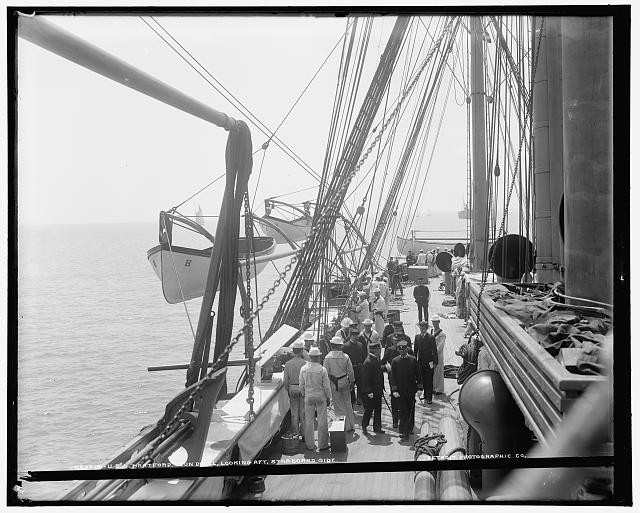 Photo:U.S.S. Hartford 1900s Gun Drill Starboard Deck Crew Aft View Photo:U.S.S. Hartford 1900s Gun Drill Starboard Deck Crew Aft View