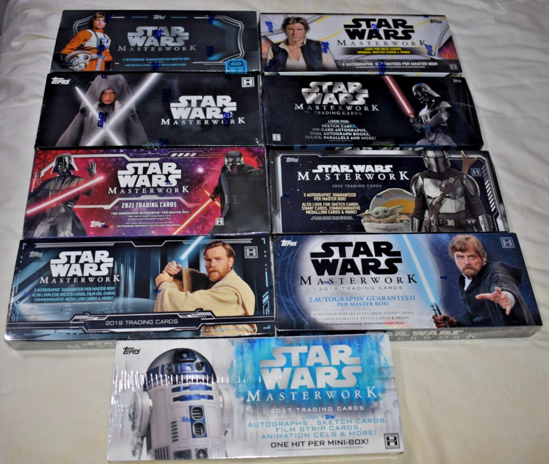 NINE (2016-2025 ) TOPPS STAR WARS MASTERWORK HOBBY BOXES ALL NEW FACTORY SEALED NINE (2016-2025 ) TOPPS STAR WARS MASTERWORK HOBBY BOXES ALL NEW FACTORY SEALED