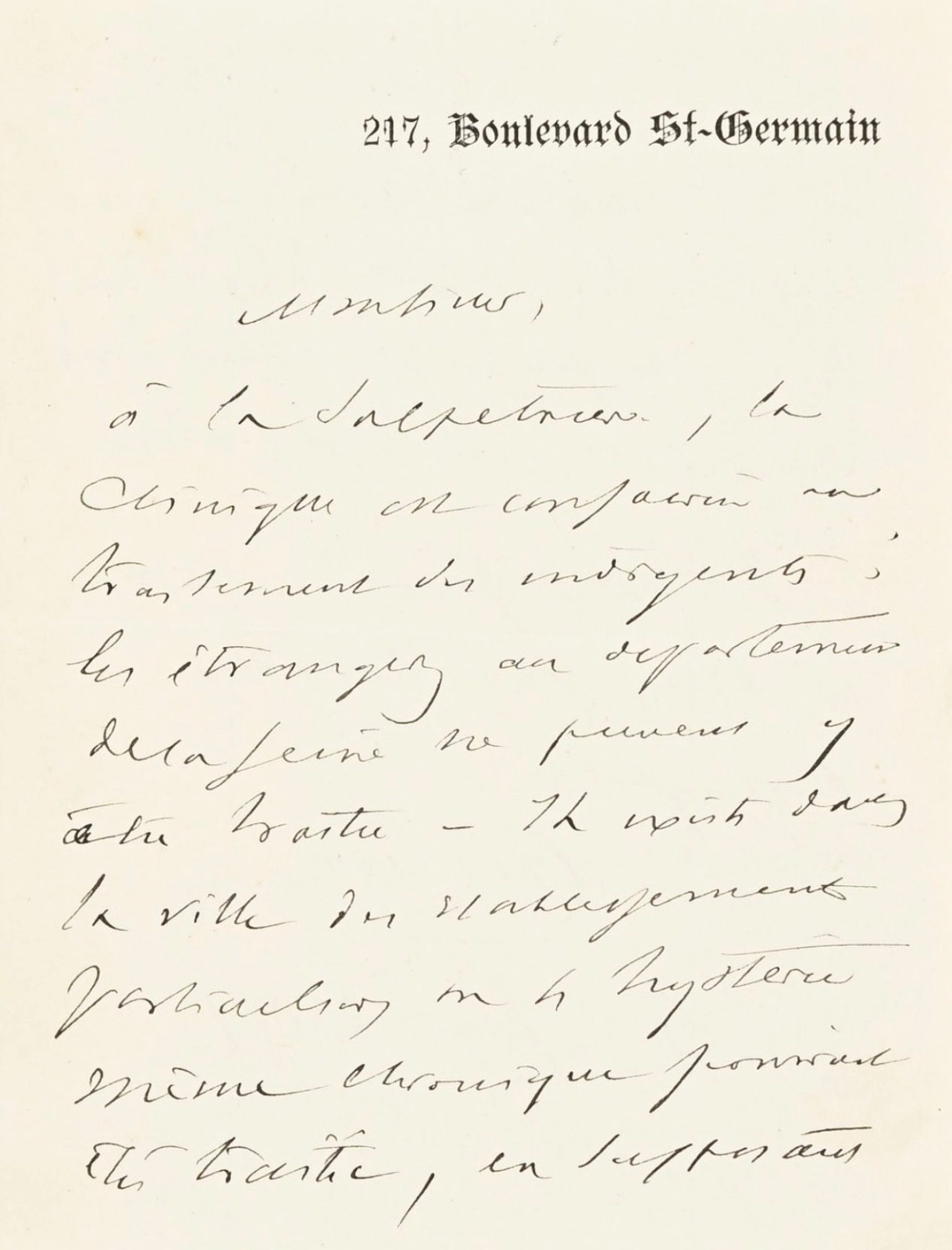 Jean-Martin CHARCOT - Signed Autograph Letter on Hysteria and Salpêtrière