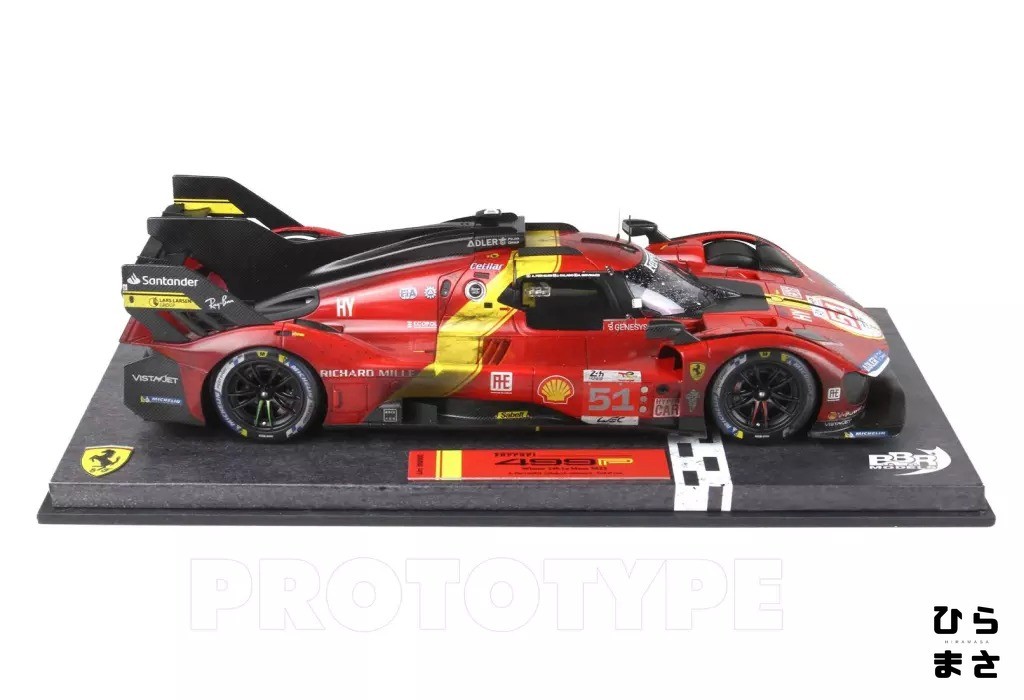 Miniature Car 1/12 Ferrari 499P Le Mans 2023 Winner Dirty 51 Diecast Miniature Car 1/12 Ferrari 499P Le Mans 2023 Winner Dirty 51 Diecast