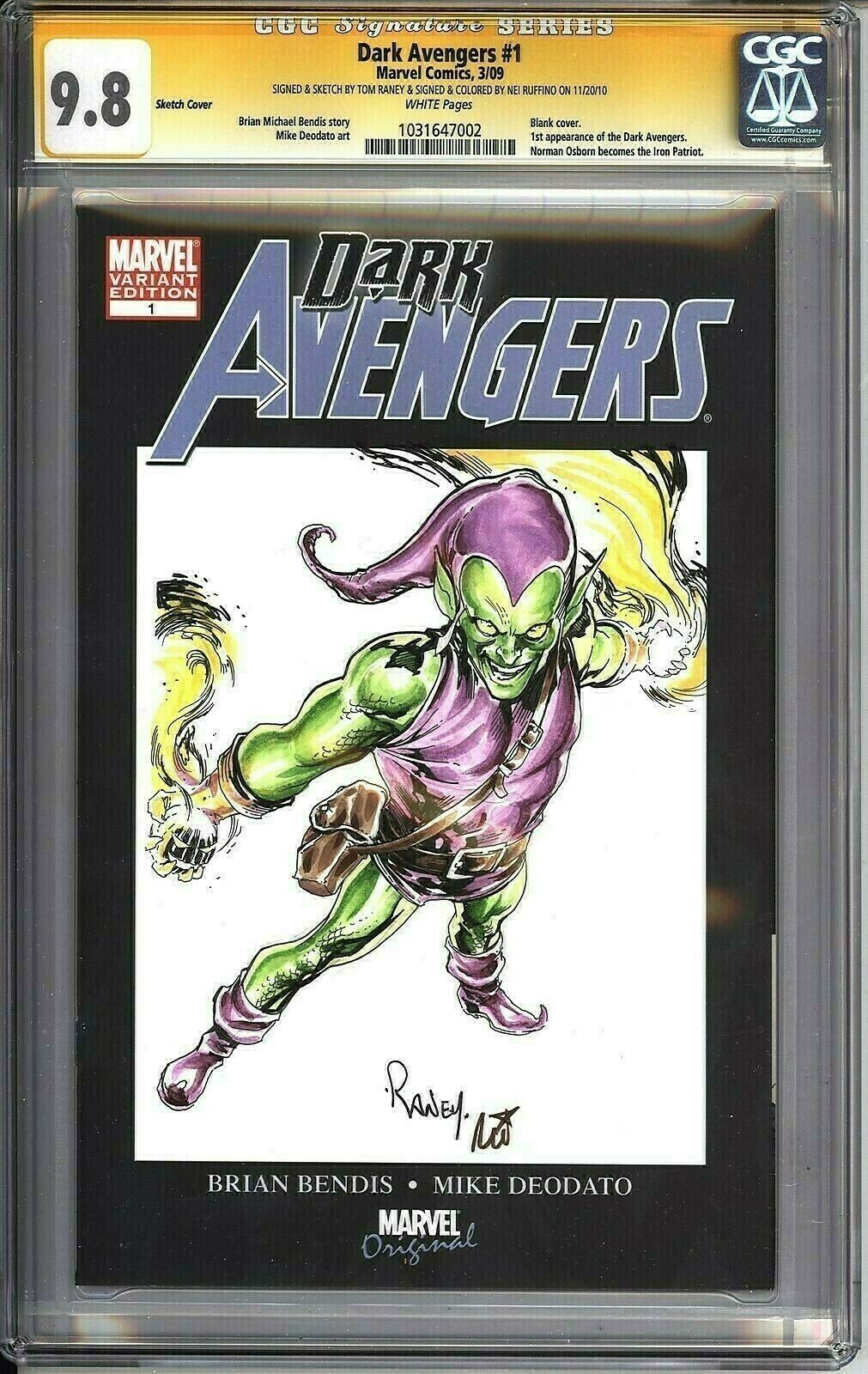 * DARK Avengers #1 CGC 9.8 SS Green Goblin Original Art Raney (1031647002) * * DARK Avengers #1 CGC 9.8 SS Green Goblin Original Art Raney (1031647002) *