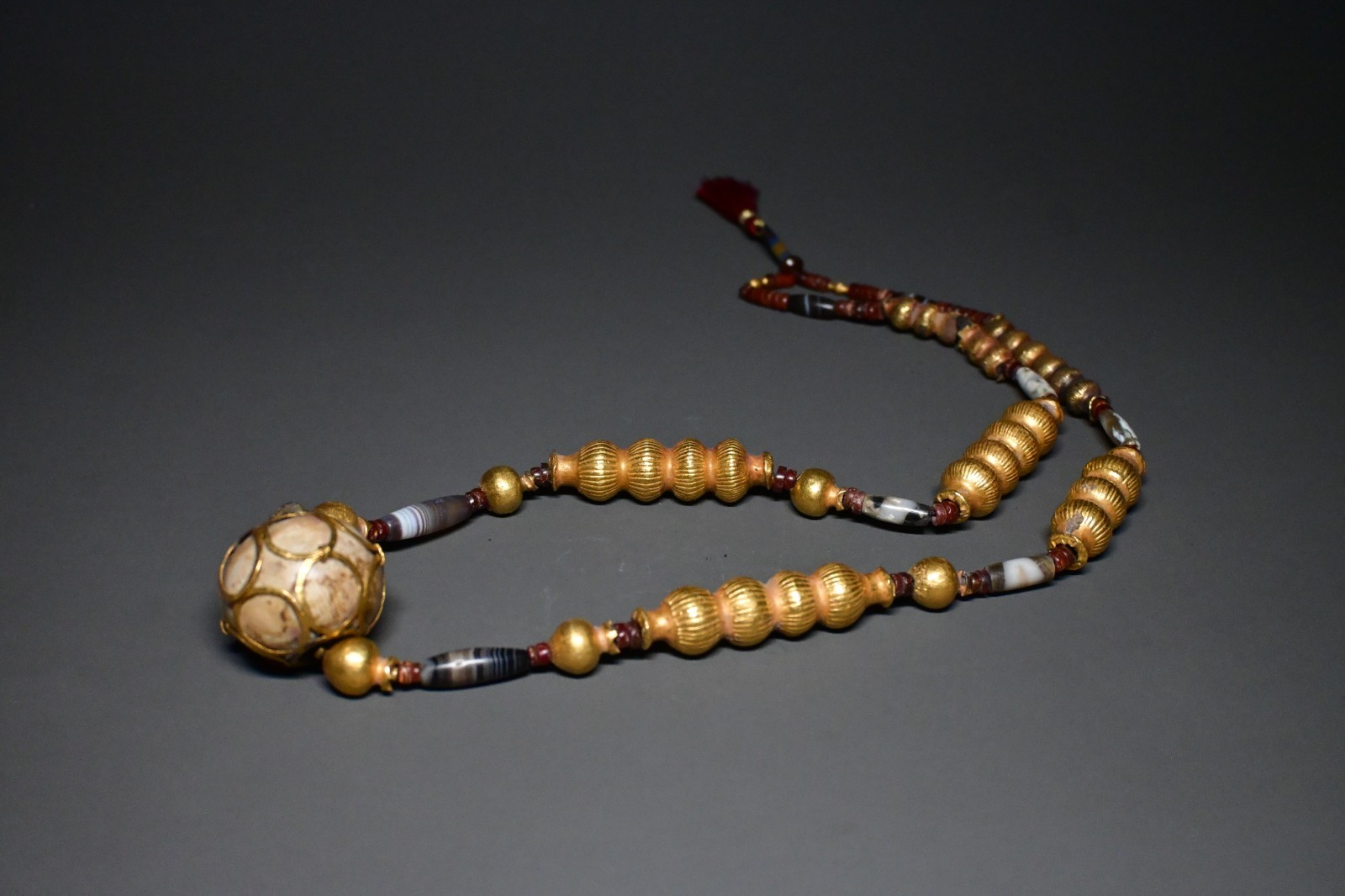 Circa Near Eastern An Achaemenid Or Mesapotamian Gold Necklace With Stone Beads