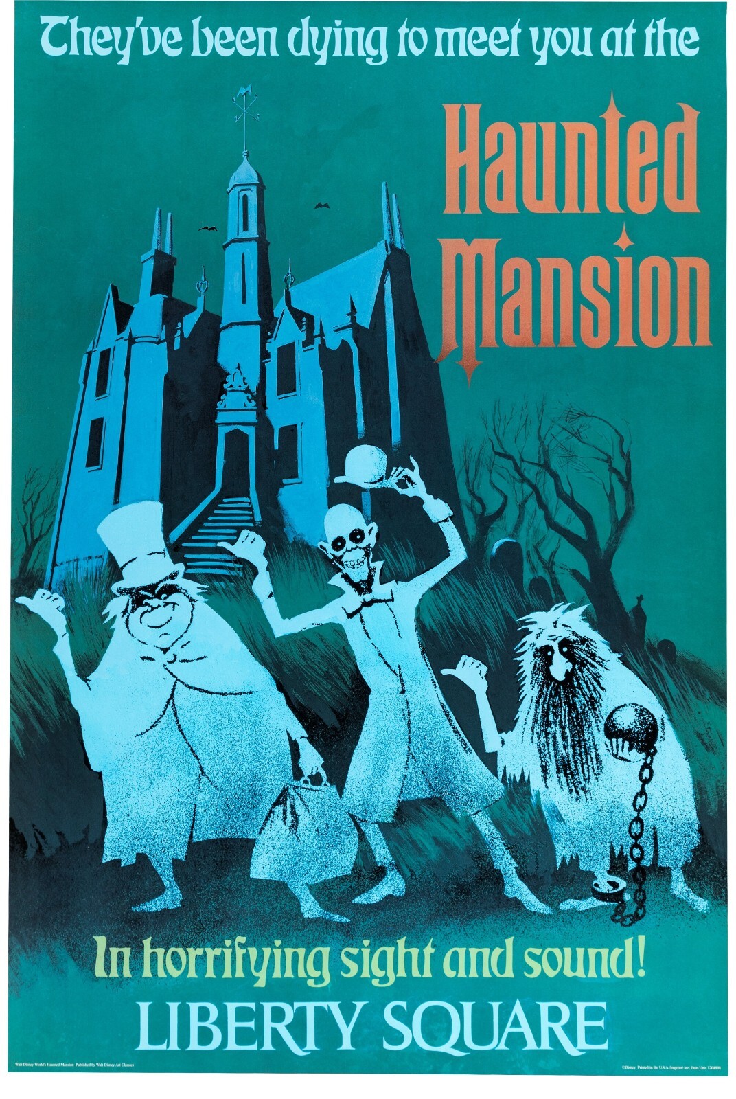 Disney World 1971-1980 Haunted Mansion Original Park Attraction Poster