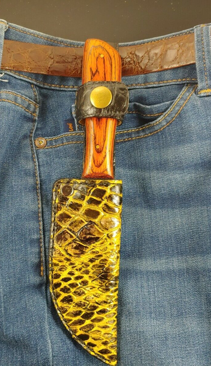 ALLIGATOR SKIN Sheath with ROSEWOOD Handle EDC REAL FILE FULL TANG Knife Pow wow ALLIGATOR SKIN Sheath with ROSEWOOD Handle EDC REAL FILE FULL TANG Knife Pow wow