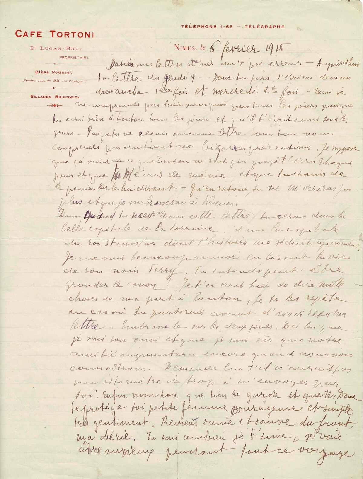 Guillaume APOLLINAIRE - Autograph letter signed to Lou. 