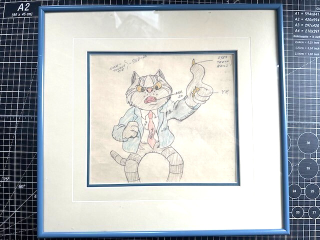 Original Fritz The Cat Model Sheet Matted And Framed With COA Bakshi Original Fritz The Cat Model Sheet Matted And Framed With COA Bakshi