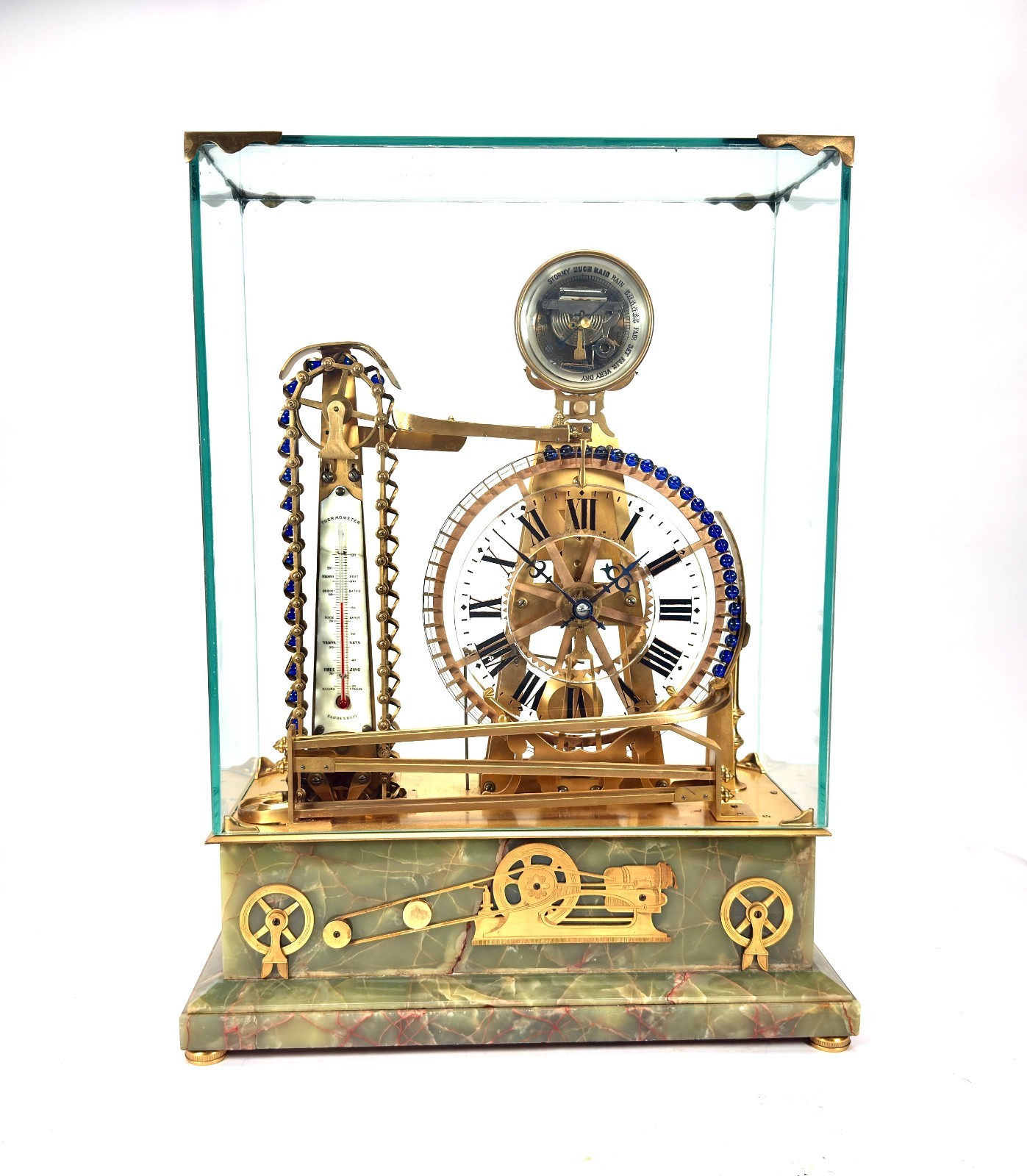 Antique French Mystery Gravity Driven Rolling Ball Waterwheel Industrial Clock
