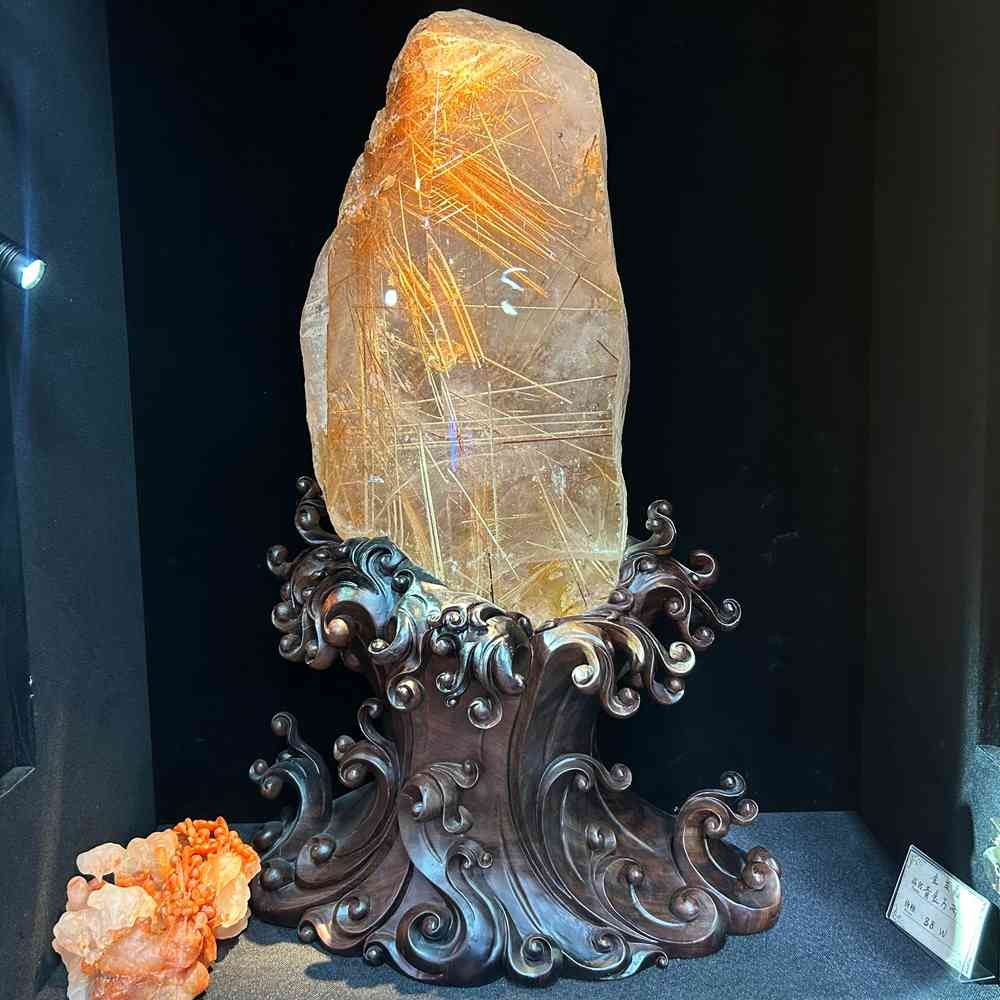 156LB Top Museum Natural Copper Rutilated Quartz Rough Crystal Mineral Specimen