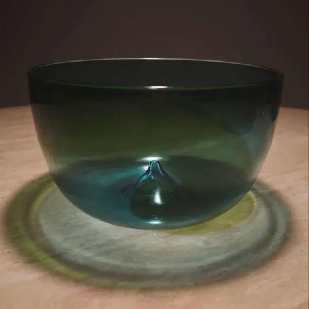Venini Murano Glass Bowl Tapio Wirkkala 1977 Green Turquoise Vintage Collectible