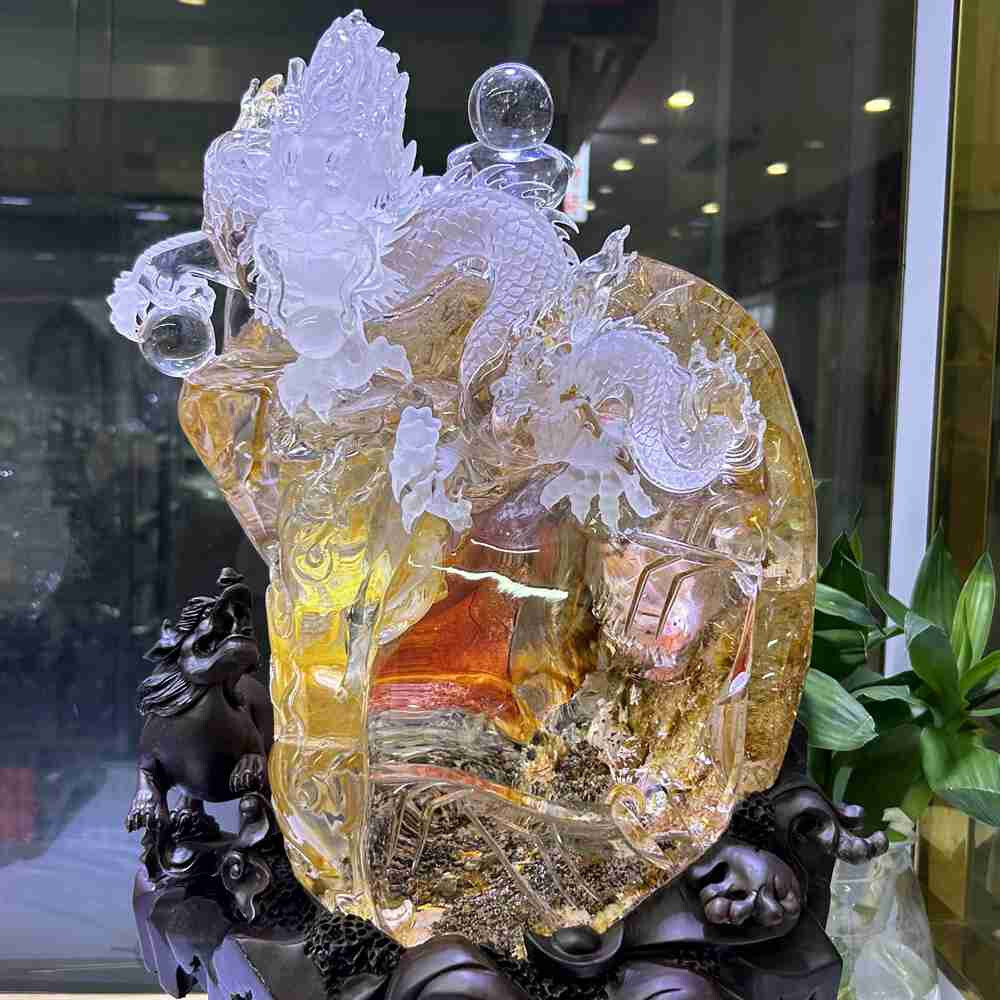 Large 72LB Top Natural Red Fire Quartz Carved Clear Crystal Dragon Reiki Decor Large 72LB Top Natural Red Fire Quartz Carved Clear Crystal Dragon Reiki Decor