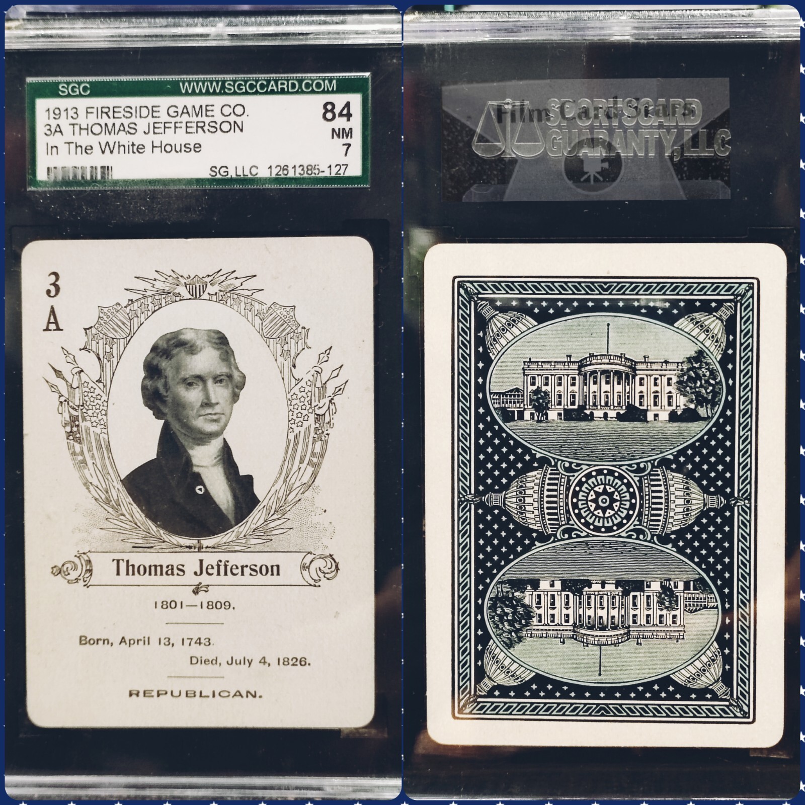 1913 Fireside Game Co Thomas Jefferson Declaration of Independence SGC 7 Pop 1 1913 Fireside Game Co Thomas Jefferson Declaration of Independence SGC 7 Pop 1