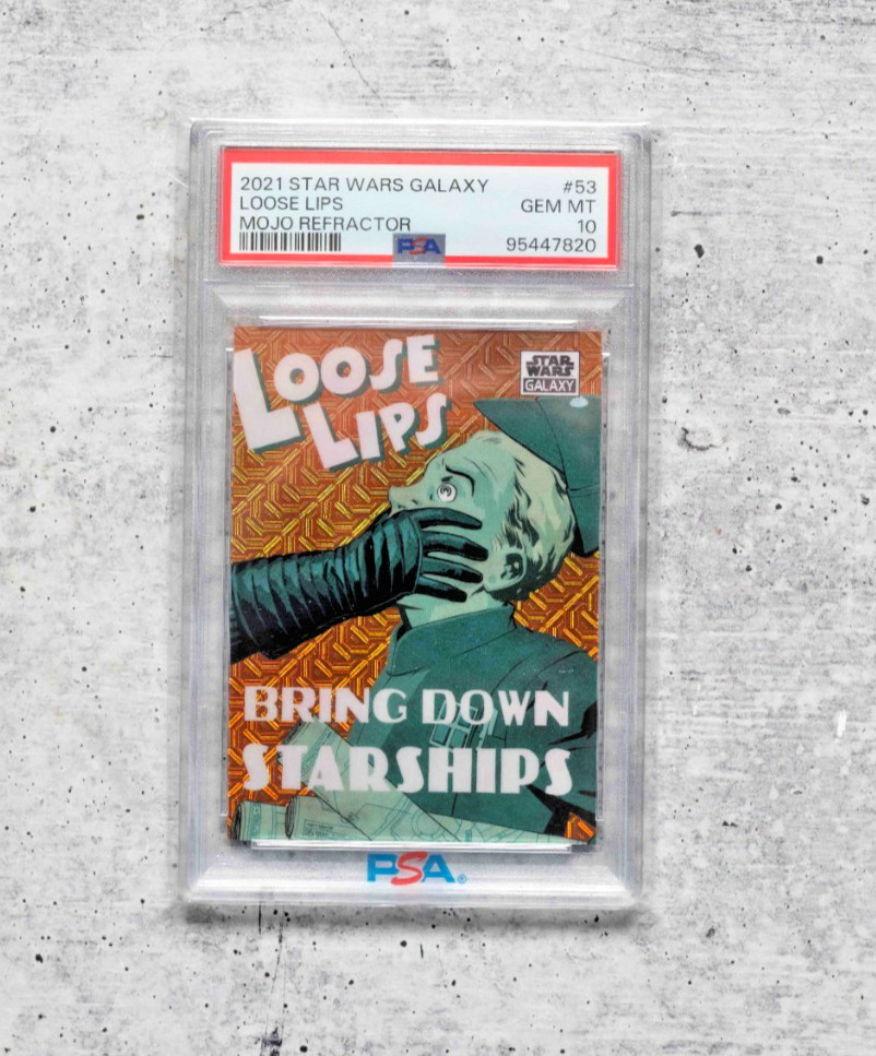 2021 Star Wars Galaxy Chrome Loose Lips PSA 10 #53 MOJO Refractor Vader /50 2021 Star Wars Galaxy Chrome Loose Lips PSA 10 #53 MOJO Refractor Vader /50