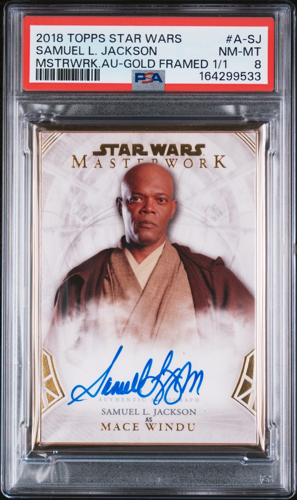 2018 TOPPS STAR WARS MASTERWORK AUTO MACE WINDU/SAMUEL L. JACKSON 1/1 PSA 8 AUTO 2018 TOPPS STAR WARS MASTERWORK AUTO MACE WINDU/SAMUEL L. JACKSON 1/1 PSA 8 AUTO