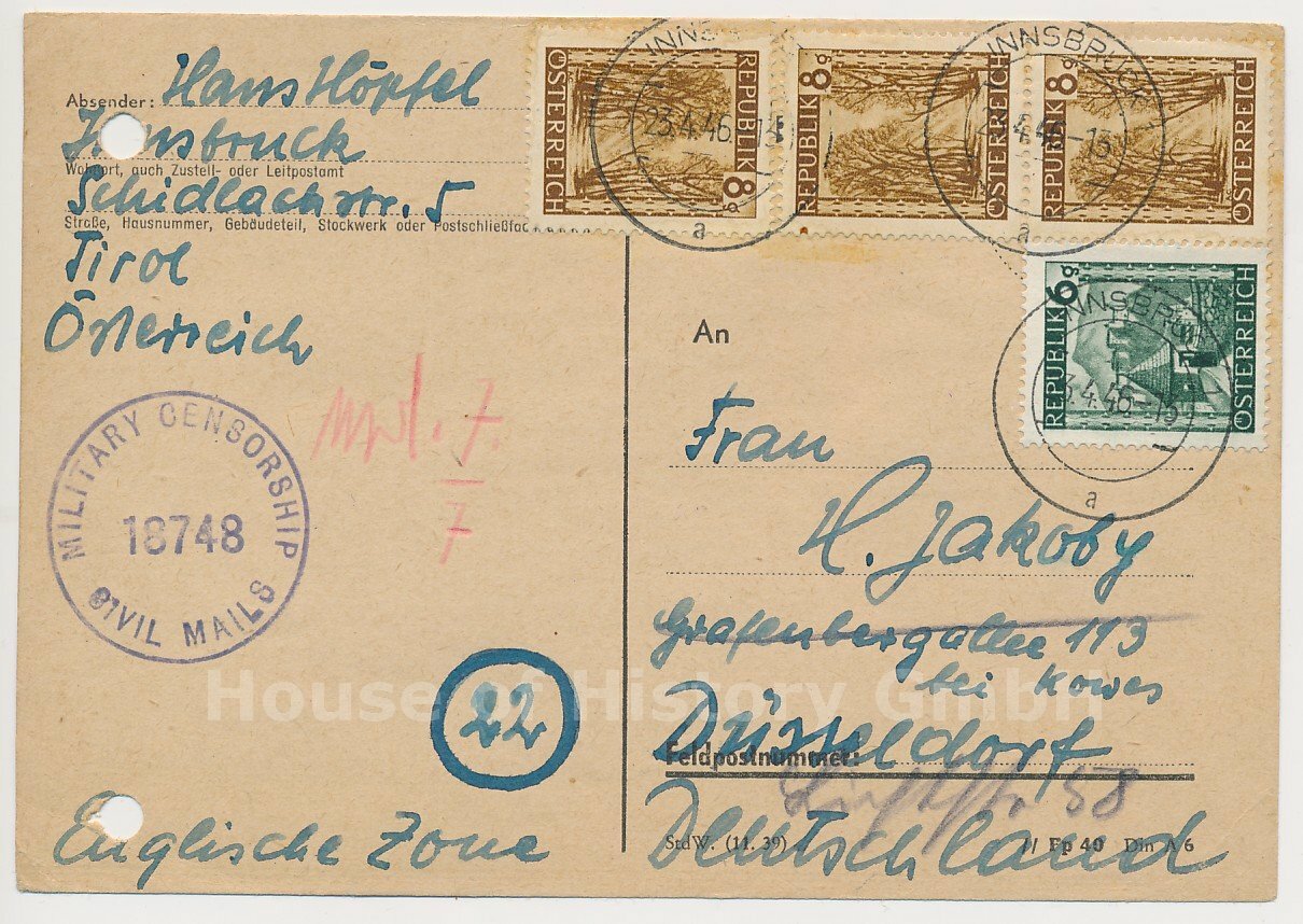 125853, Friedrich-Wilhelm Jakoby General, Postcard Pianist Hans Höpfel, 1946