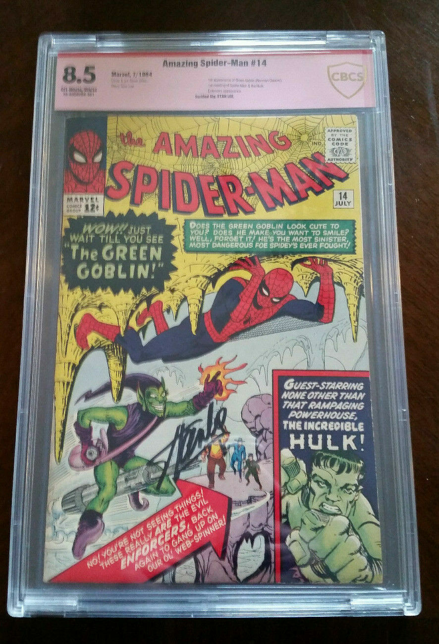 AMAZING SPIDER-MAN #14 CBCS 8.5 Signed by Stan Lee 1st Green Goblin KEY AMAZING SPIDER-MAN #14 CBCS 8.5 Signed by Stan Lee 1st Green Goblin KEY
