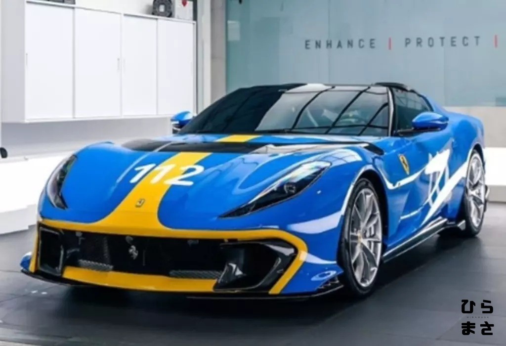 Miniature Car 1/12 Ferrari 812 Competizione French Racing Blue Diecast Miniature Car 1/12 Ferrari 812 Competizione French Racing Blue Diecast