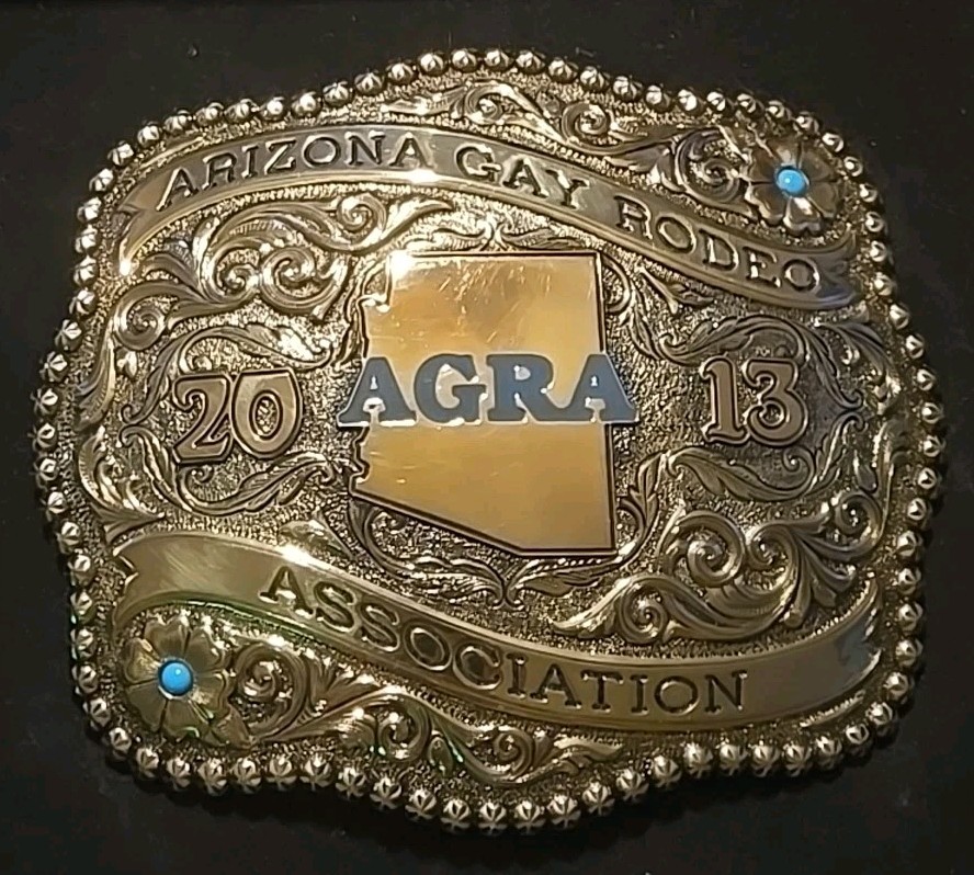 2013 GAY RODEO BELT BUCKLE AGRA Arizona Gay Rodeo Association Solid Brass GIST 2013 GAY RODEO BELT BUCKLE AGRA Arizona Gay Rodeo Association Solid Brass GIST