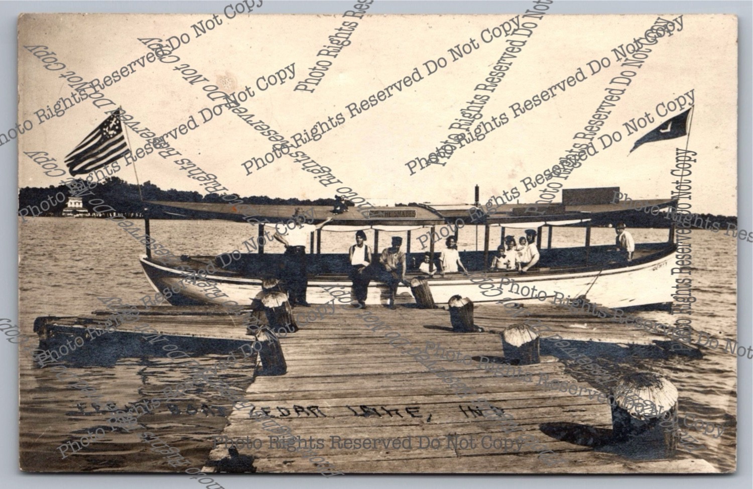 Antique RPPC Cedar Lake Indiana Ferry Boat Real Photo Postcard Antique RPPC Cedar Lake Indiana Ferry Boat Real Photo Postcard