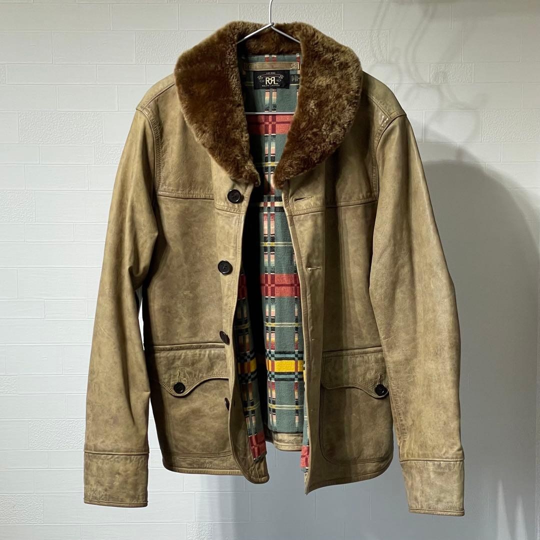 RRL Vhtf 23Aw Shearling Leather Car Coat Men Rare Ralph Lauren Model Limited Edi