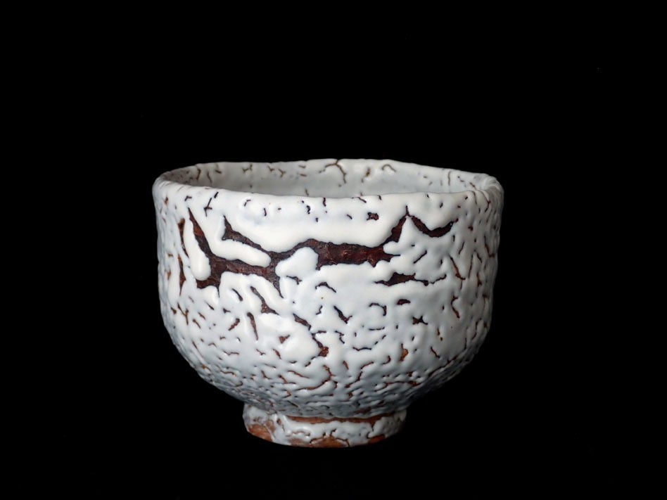 Hagi Ware Japanese Pottery Matcha Bowl Oni-Shiro Raku No.3 Kunisuke Kiln New Hagi Ware Japanese Pottery Matcha Bowl Oni-Shiro Raku No.3 Kunisuke Kiln New