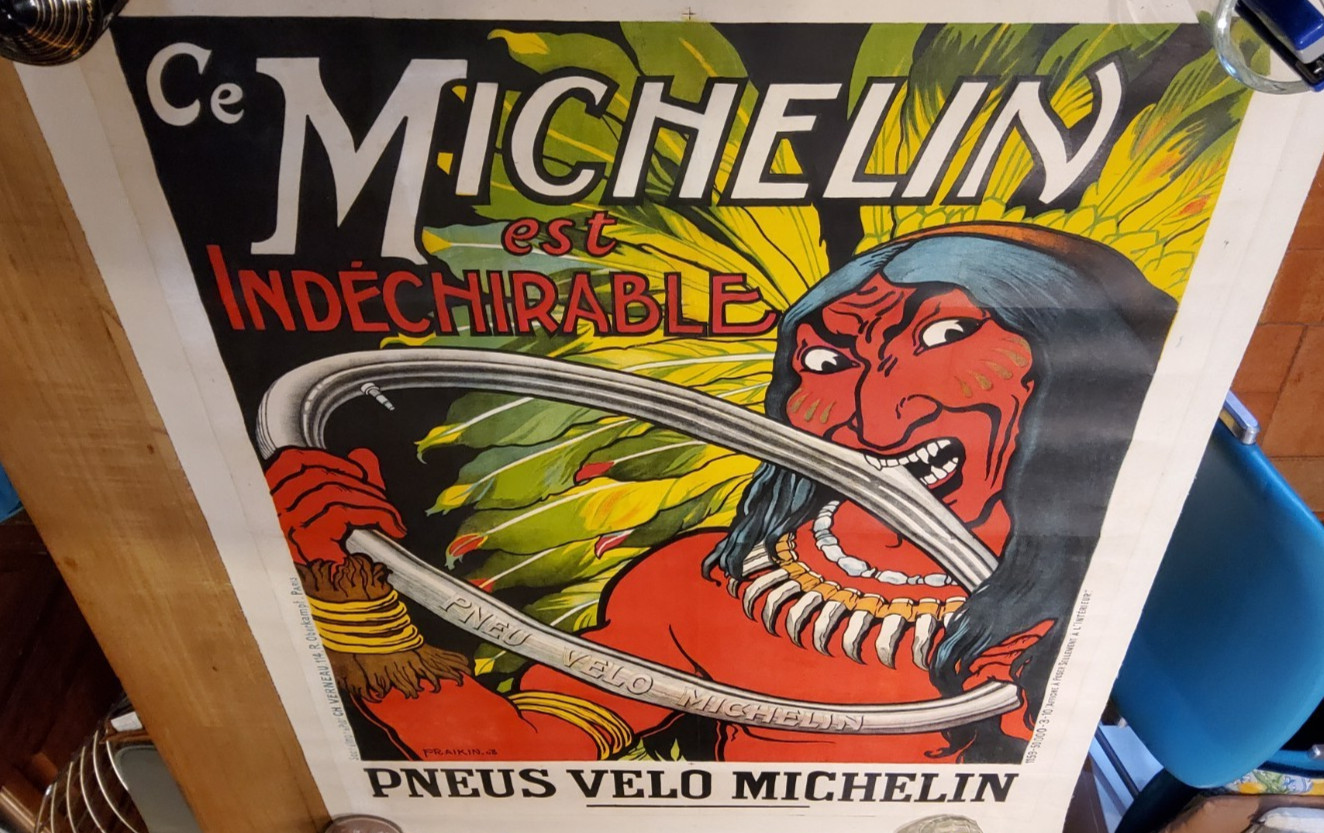 MICHELIN ORIGINAL VINTAGE POSTER by Fraikin 1908 (rare) MICHELIN ORIGINAL VINTAGE POSTER by Fraikin 1908 (rare)