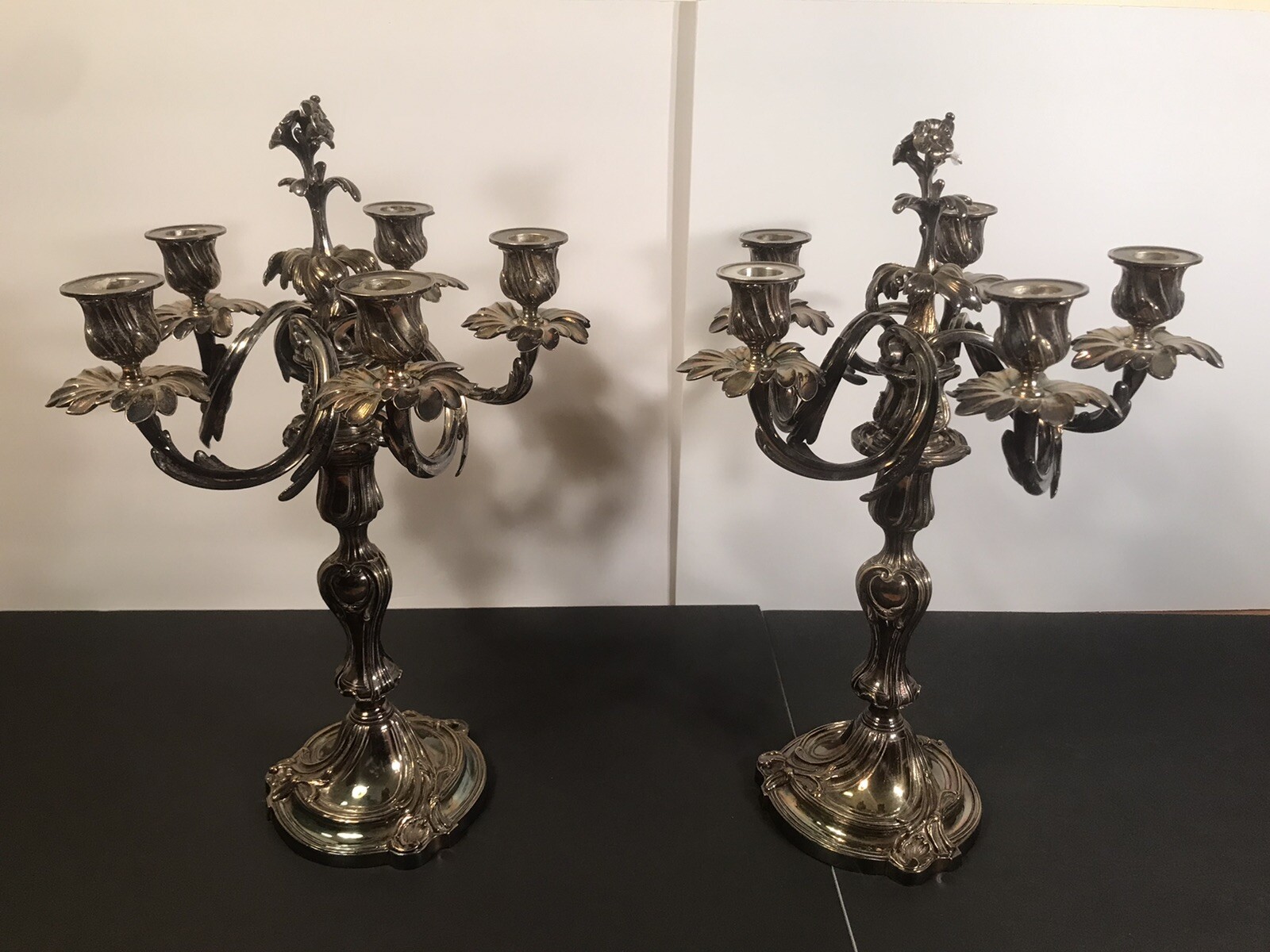 Pair Of Antique Christofle Candelabra/candle Holder/France C.1900/Silver Plated Pair Of Antique Christofle Candelabra/candle Holder/France C.1900/Silver Plated