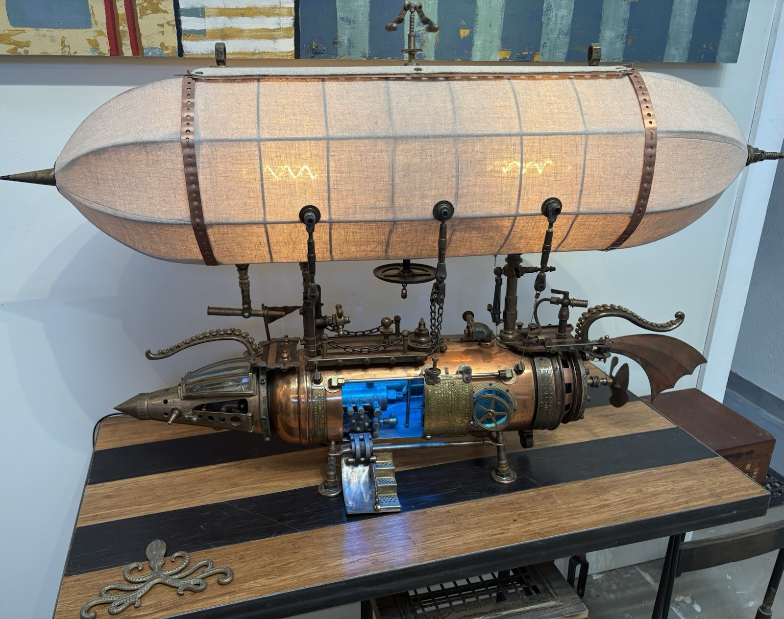 Steampunk Airship Brass Bronze Copper Industrial Art Sculpture One of a Kind Steampunk Airship Brass Bronze Copper Industrial Art Sculpture One of a Kind
