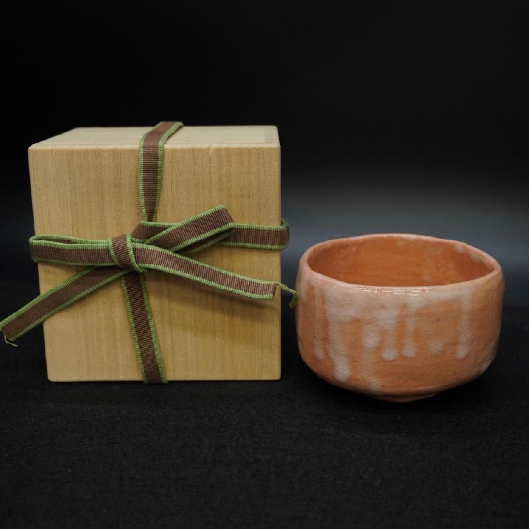 Japanese Raku Ware Tea Bowl Matcha Chawan Vintage Pottery with Box Japanese Raku Ware Tea Bowl Matcha Chawan Vintage Pottery with Box