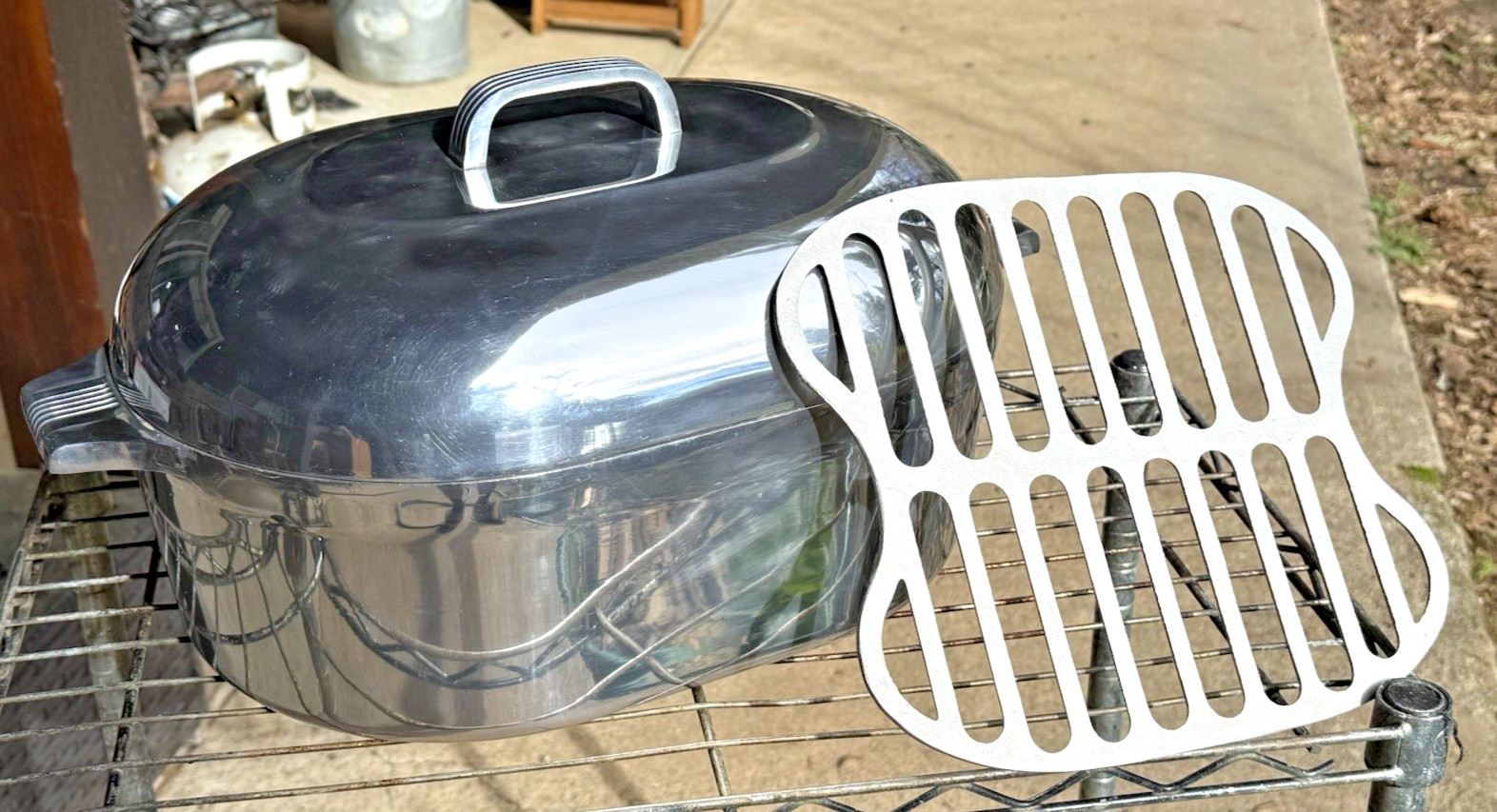 Vintage Wagner Ware Magnalite Sidney O Oval Roaster Dutch Oven 4267 Trivet 13 qt