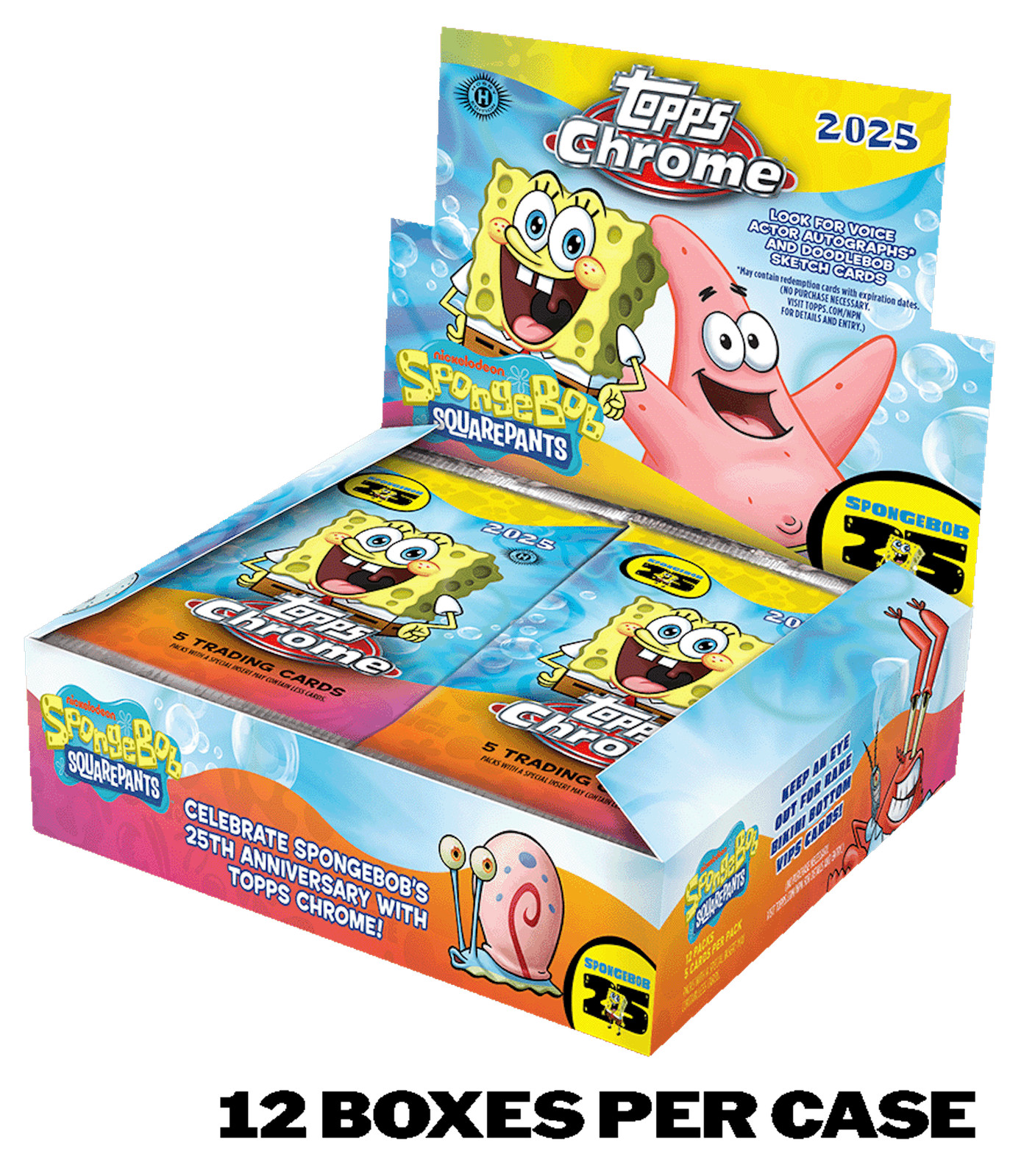 2025 TOPPS CHROME SPONGEBOB SquarePants HOBBY 12-BOX CASE 25th Anniversary New