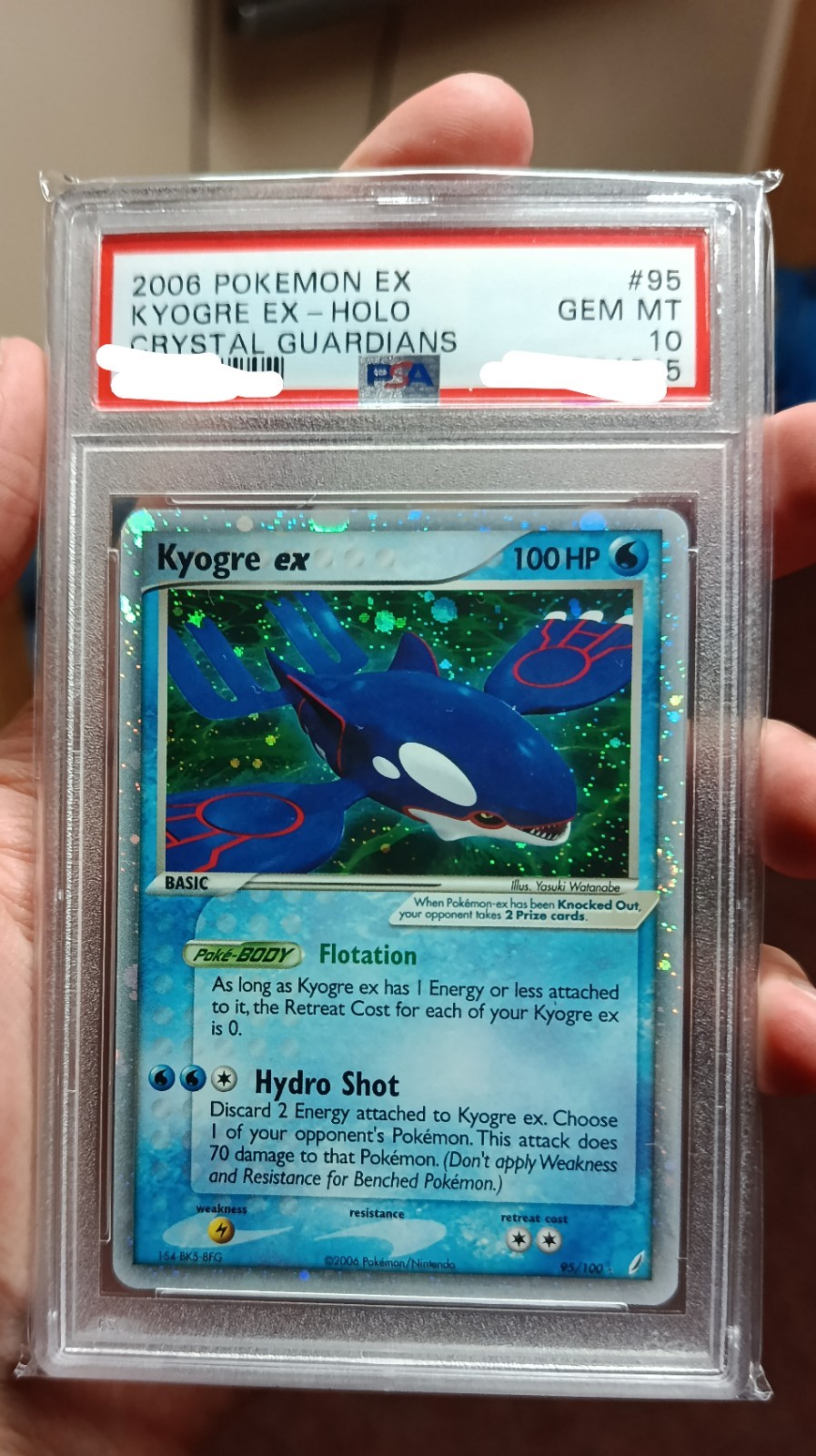 PSA 10 Kyogre EX 95/100 Crystal Guardians Pokemon Card Holo Gem Mint PSA 10 Kyogre EX 95/100 Crystal Guardians Pokemon Card Holo Gem Mint