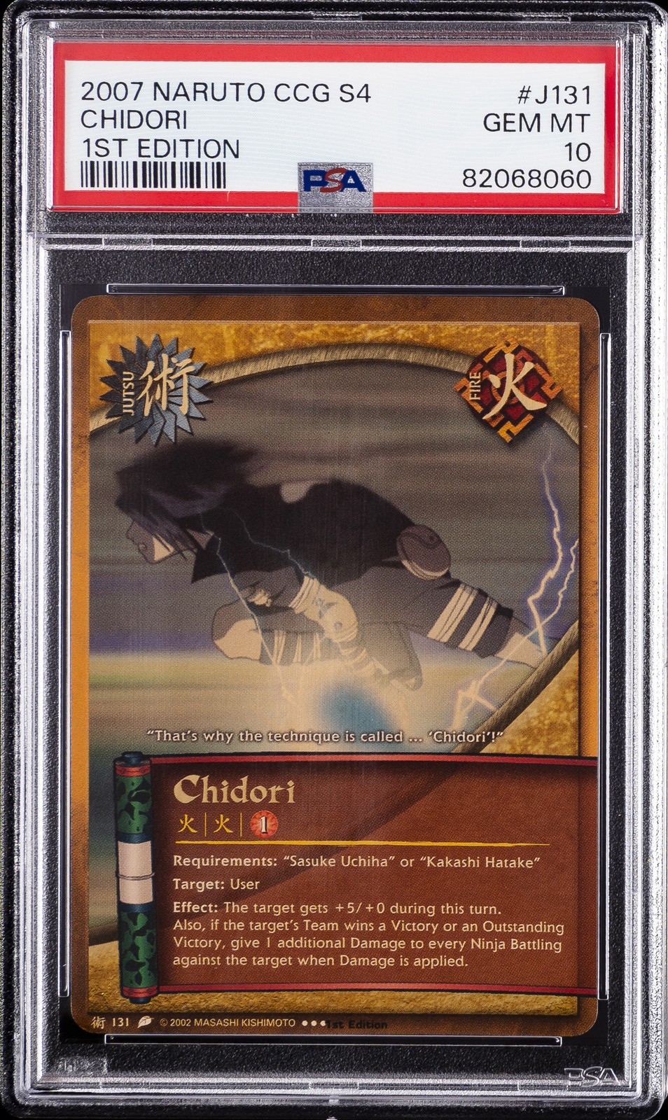2007 NARUTO CCG SERIES 4: REVENGE & REBIRTH 1ST EDITION #J131 CHIDORI PSA 10 2007 NARUTO CCG SERIES 4: REVENGE & REBIRTH 1ST EDITION #J131 CHIDORI PSA 10