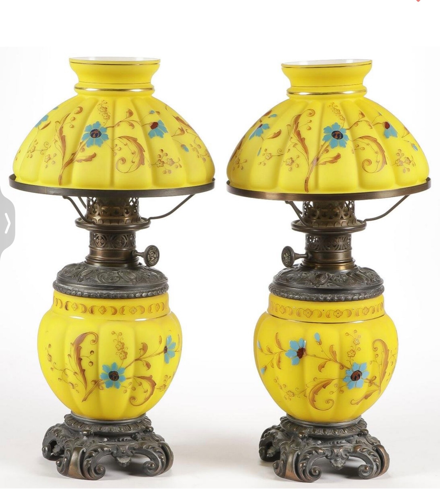 FINE PAIR OF DITMAR OIL LAMPS, C. 1890 FINE PAIR OF DITMAR OIL LAMPS, C. 1890