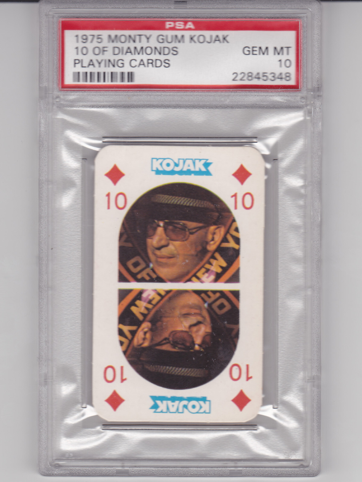 1975 Monty Gum Kojak 10 Of Diamonds Playing Cards PSA 10 Pop 1