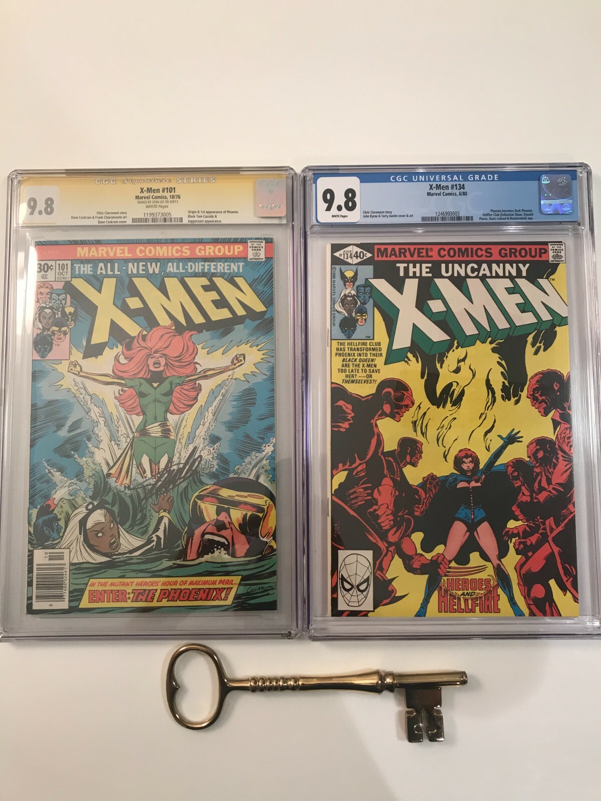 X-Men #101 & 134 CGC 9.8 WP SS Signed Stan Lee; Origin 1st Phoenix & Dark Phx 