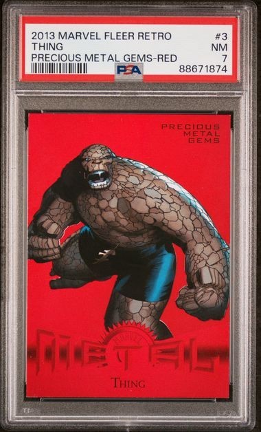 2013 Marvel Fleer Retro Thing Red PMG PSA 7 Marvel Precious Metal Gems /100