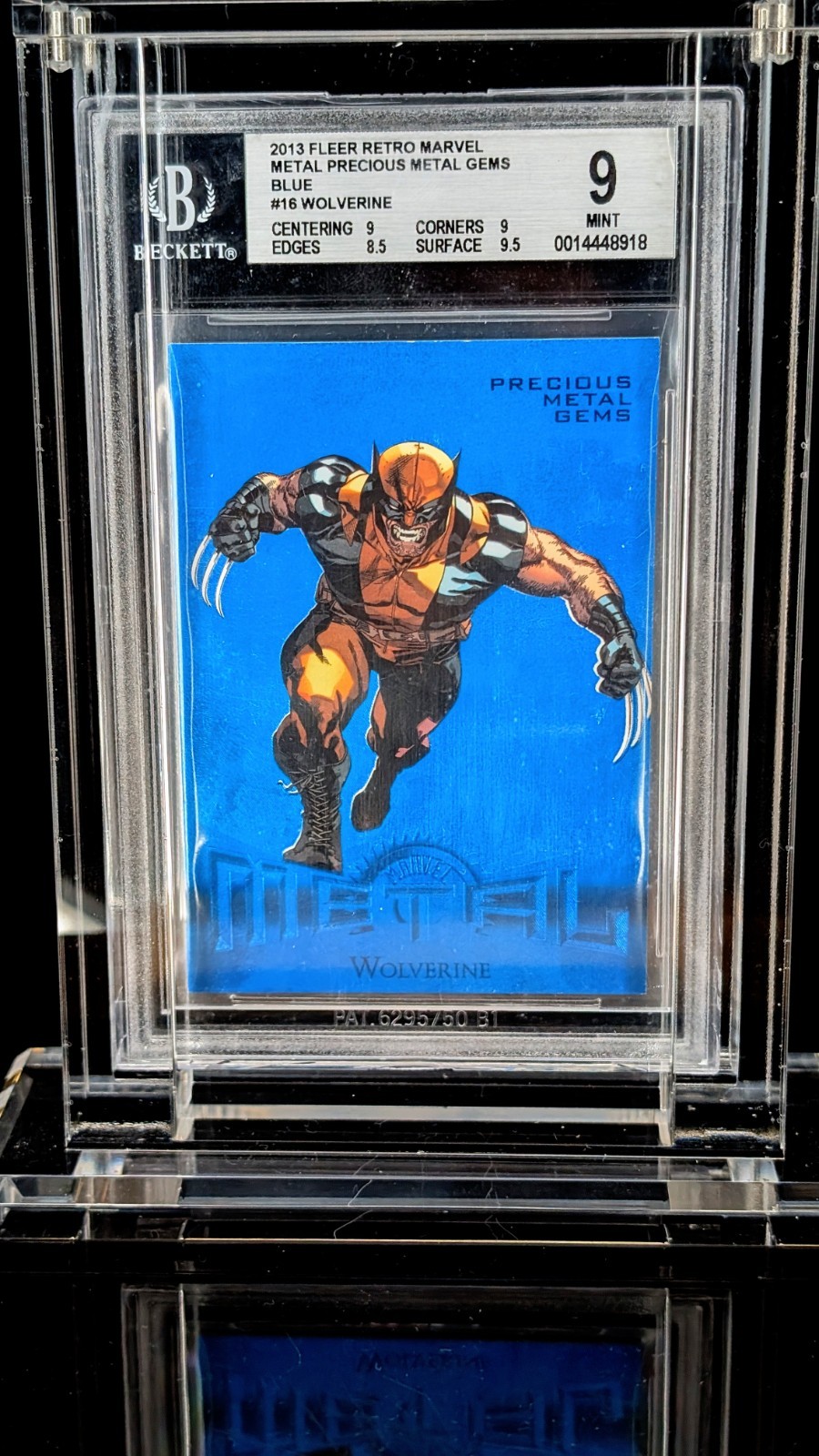 2013 Marvel Fleer Retro BLUE Precious Metal Gem PMG Wolverine /50 #16 MINT 9