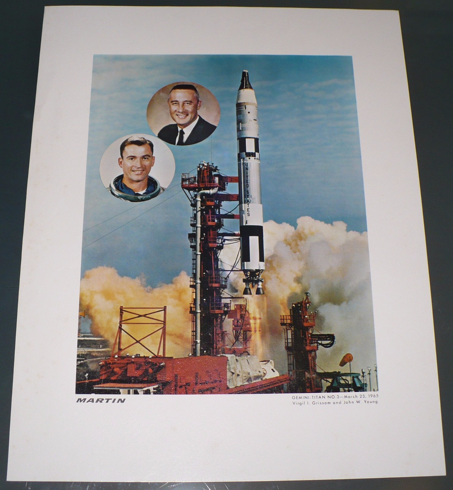 1965 MARTIN NASA SPACE FLIGHT GEMINI TITAN 3 GRISSOM YOUNG ASTRONAUTS ART PRINT 1965 MARTIN NASA SPACE FLIGHT GEMINI TITAN 3 GRISSOM YOUNG ASTRONAUTS ART PRINT