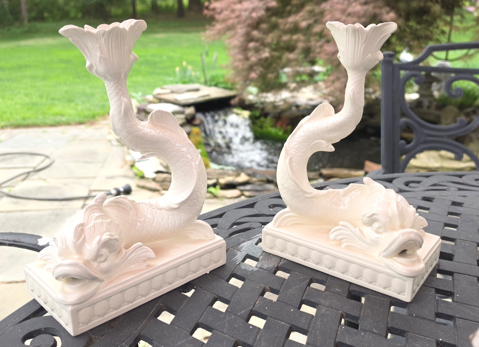 WEDGWOOD PRESTIGE ETRURIA/BARLASTON FIGURAL MYTHOLOGICAL DOLPHIN CANDLESTICK,10 WEDGWOOD PRESTIGE ETRURIA/BARLASTON FIGURAL MYTHOLOGICAL DOLPHIN CANDLESTICK,10