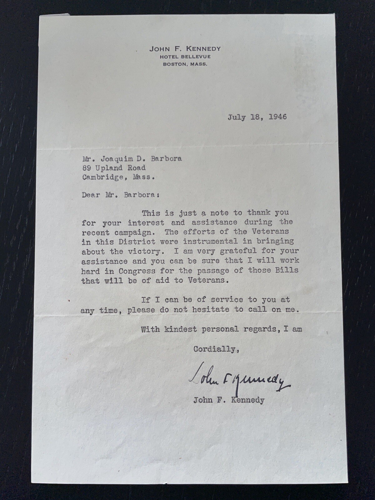 John F. Kennedy Signed Letter 1946 Amazing Content JSA LOA 35th President John F. Kennedy Signed Letter 1946 Amazing Content JSA LOA 35th President