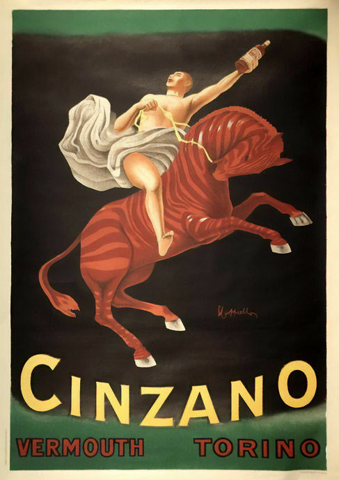 LEONETTO HAT ORIGINAL CINZANO POSTER 2^ EDITION '50 VINTAGE FUTURISM LEONETTO HAT ORIGINAL CINZANO POSTER 2^ EDITION '50 VINTAGE FUTURISM