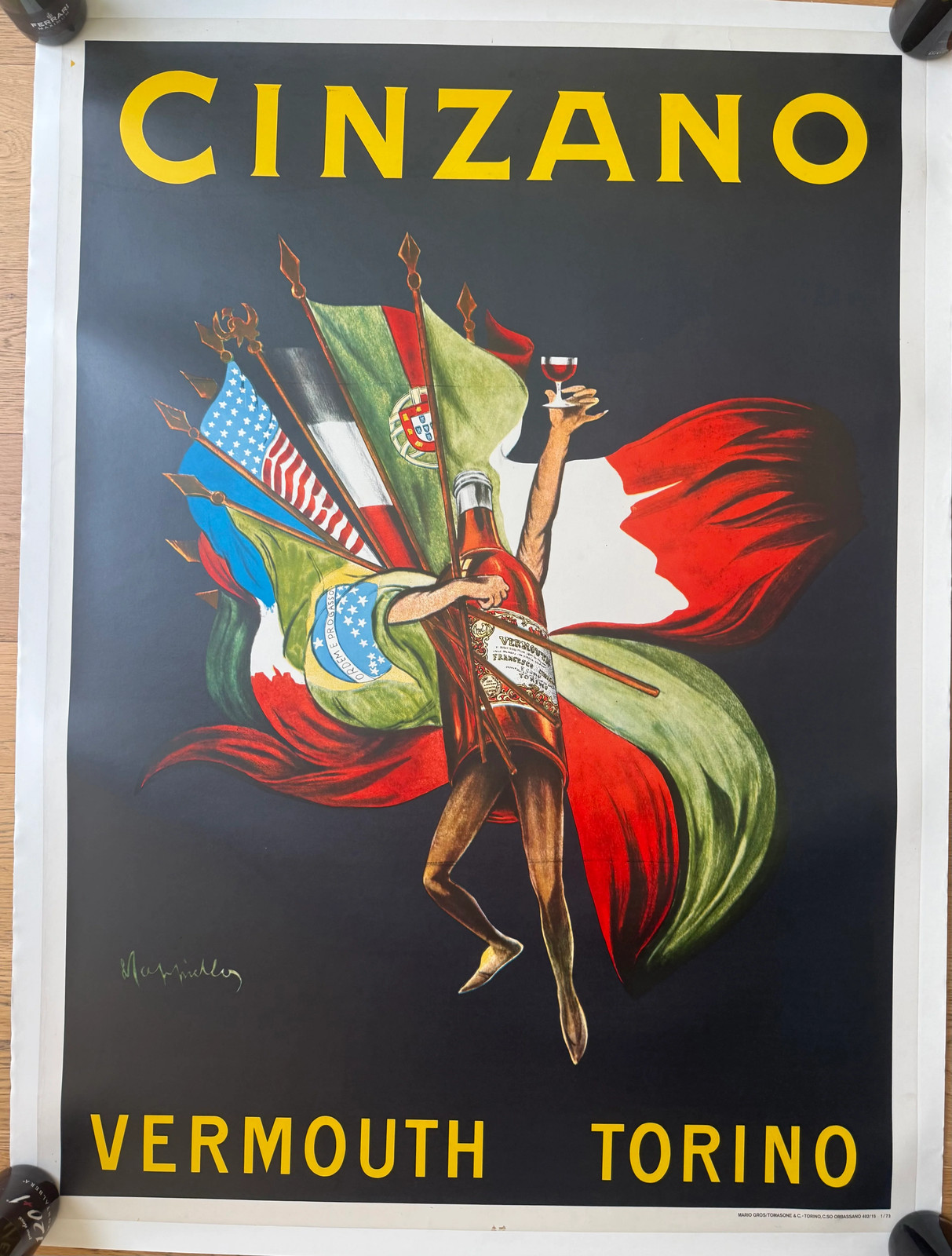 LEONETTO CINZANO TURIN VINTAGE POSTER HAT 100x140 LEONETTO CINZANO TURIN VINTAGE POSTER HAT 100x140