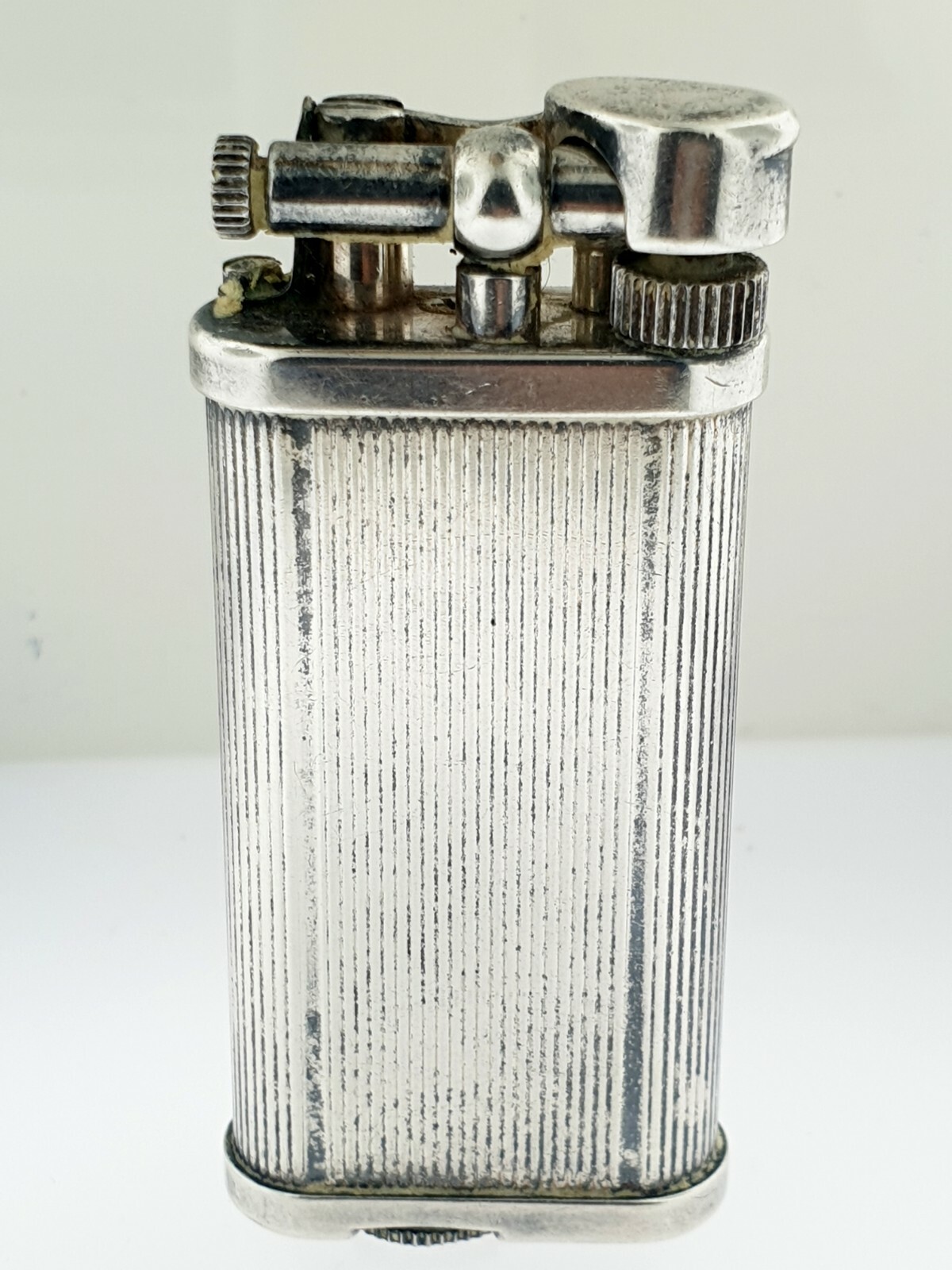 Dunhill Lift Arm Silver Lighter with Lines ~  Pat. No 440136 England Estate Fuel