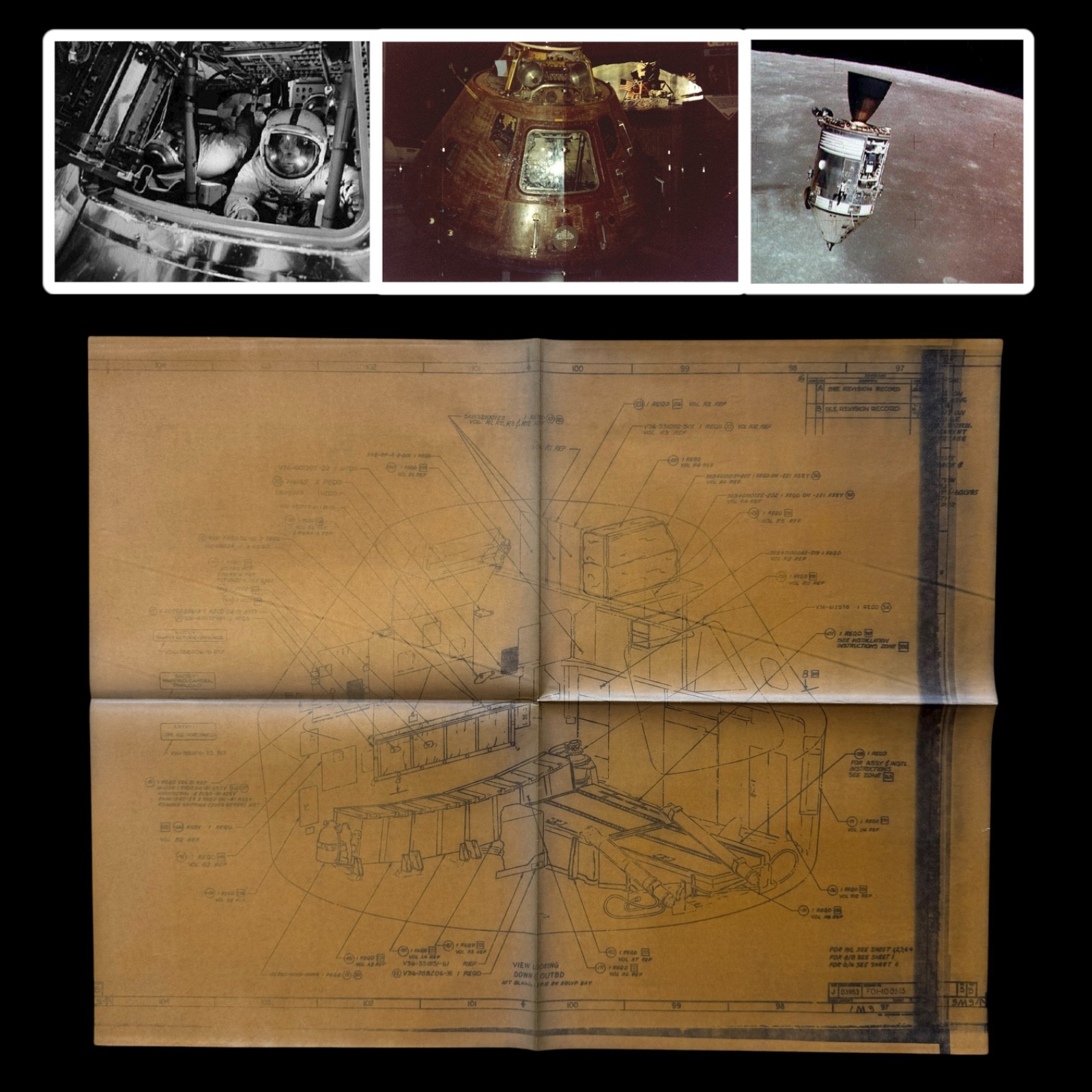 RARE Original 1971 Apollo 16 NASA Apollo Command Service Module (CSM) Blueprint RARE Original 1971 Apollo 16 NASA Apollo Command Service Module (CSM) Blueprint