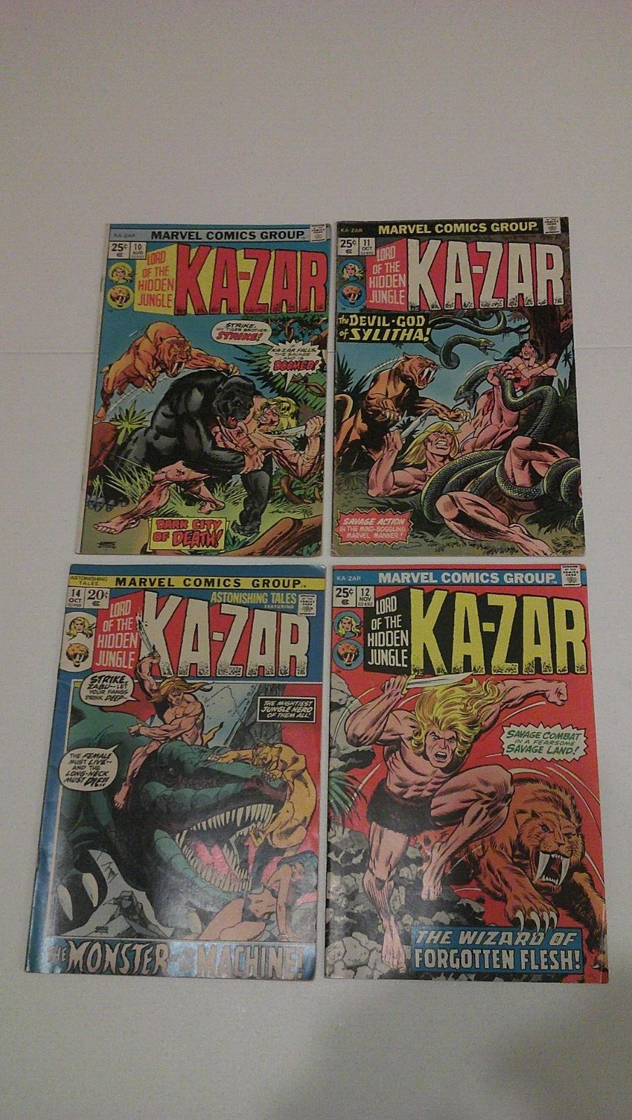 Kazar Lot of 4 Kazar #'s 10,11,12 Astonishing Tales #14 Marvel Comics 1975