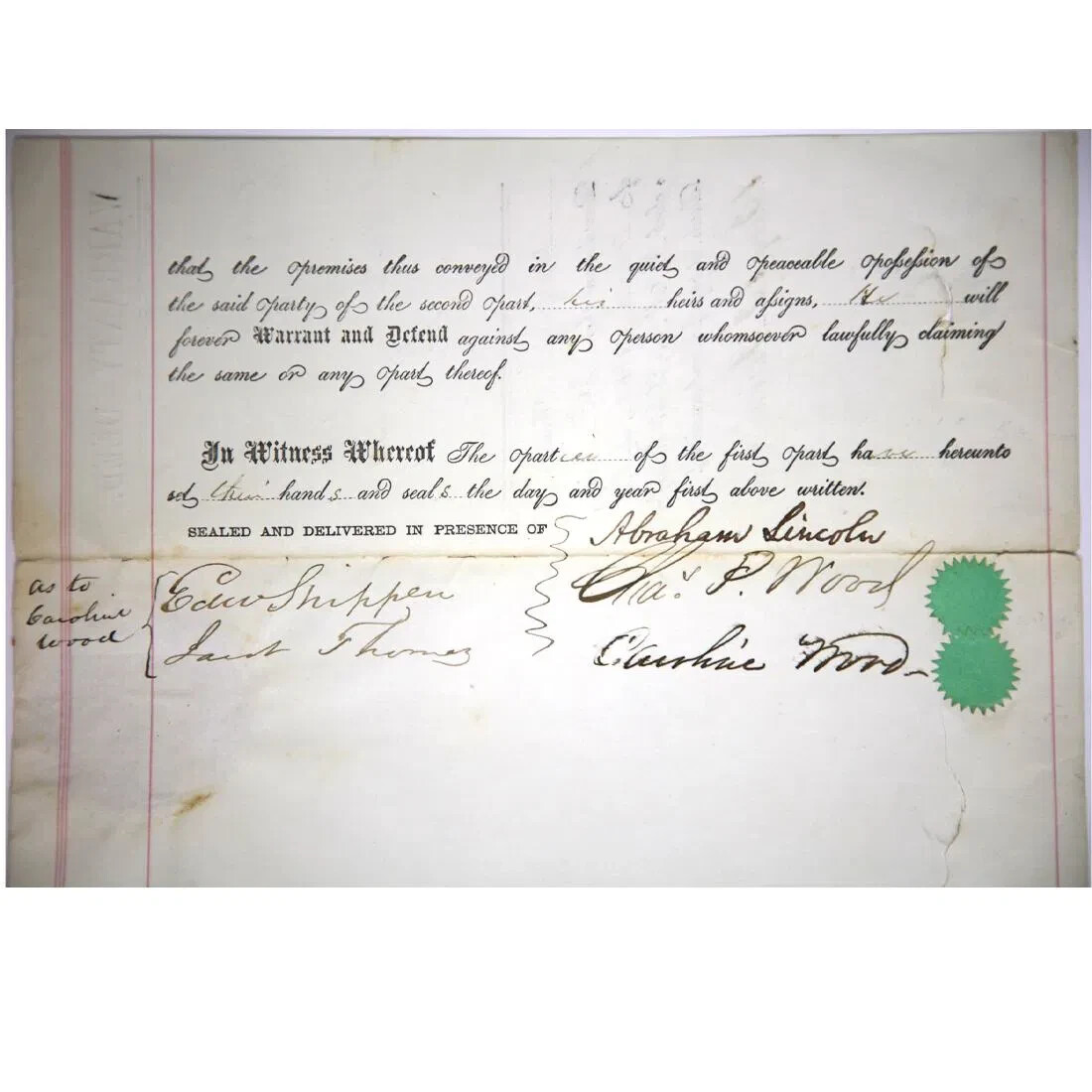 President Abraham Lincoln Signed 1861 Deed Dalshire Auctions Autograph COA President Abraham Lincoln Signed 1861 Deed Dalshire Auctions Autograph COA