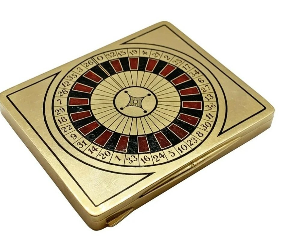AMAZING 18K GOLD ALFRED DUNHILL PARIS VINTAGE ENAMELED ROULETTE CASE 145 GRAMS