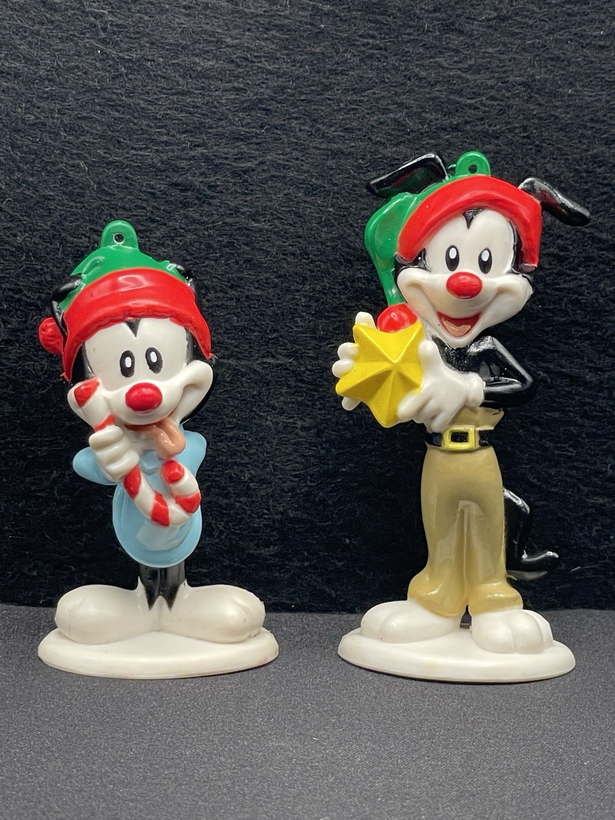 Vintage 1997 Warner Bros Animaniacs Yakko & Dot Christmas Ornaments. Set of Two.