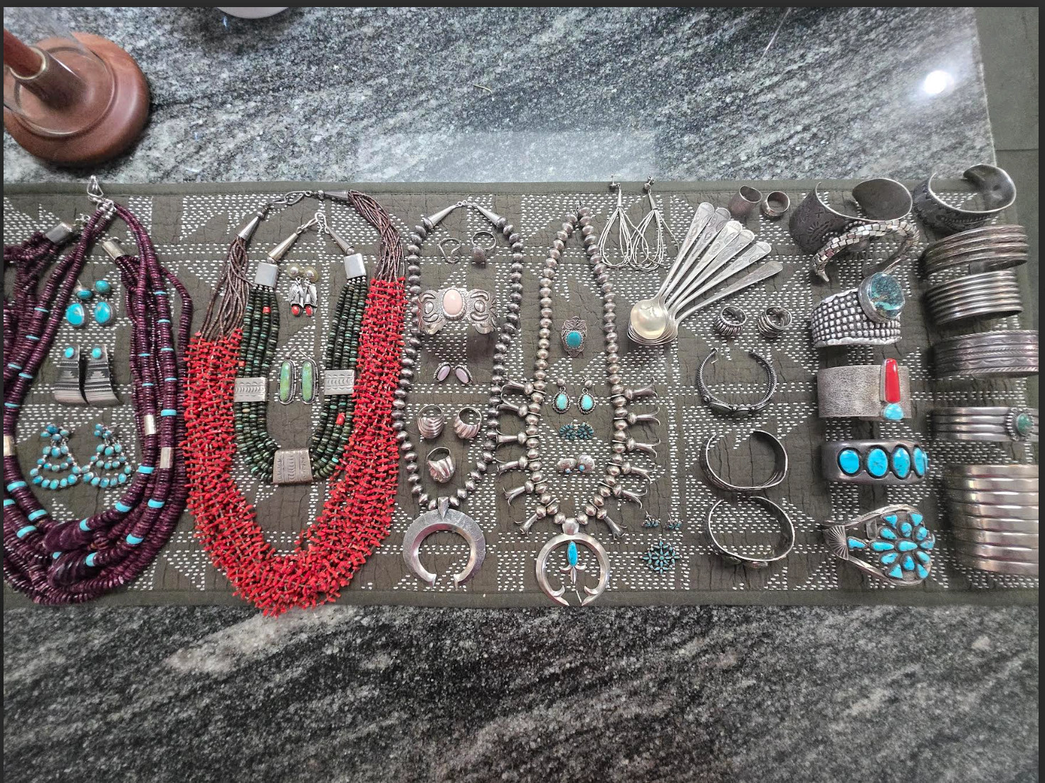 Native American Navajo sterling silver turquoise jewelry lot necklaces, earrings